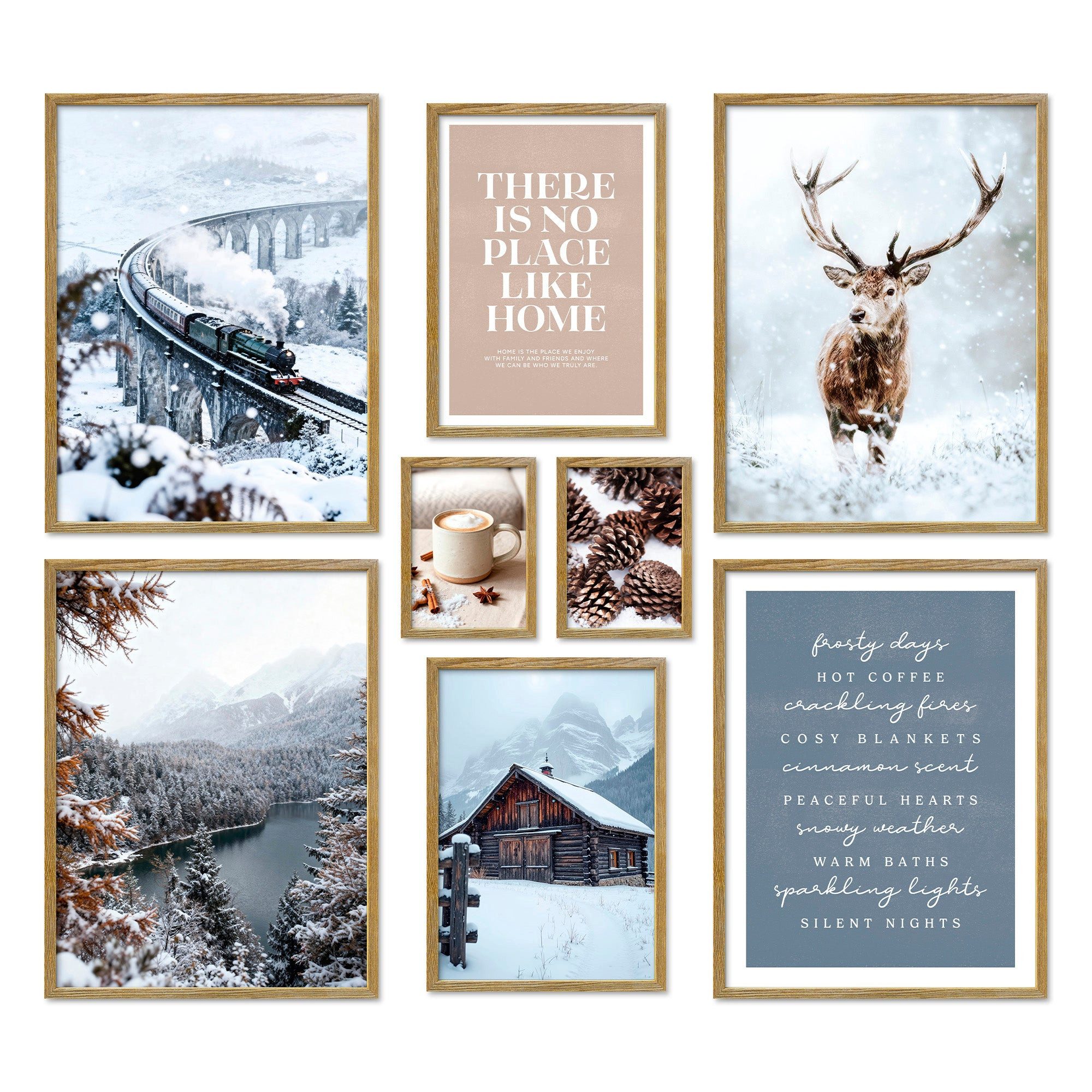 ARTFAVES Bilder-Collage Poster Set Winter Dreams I mehrteilige Bilderwand I Wandbilder Winter, (Wandbilder modern, 8 St)