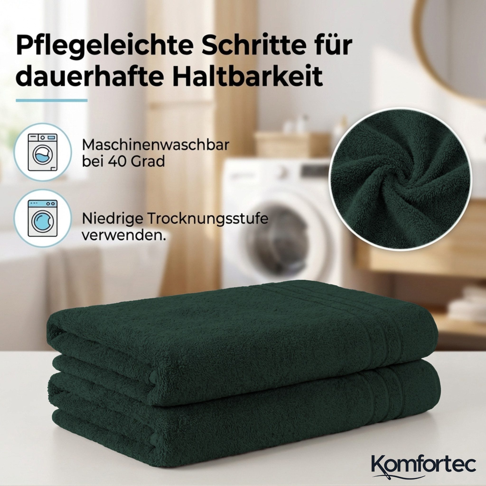Komfortec Saunatuch 100x200 cm Badetuch aus 100% Baumwolle, Frottee (1-St), extra Große, Schnelltrocknend