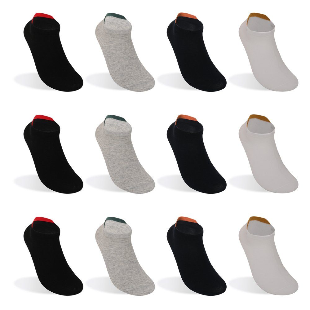 TEXEMP Sneakersocken 12 Paar Sneaker Socken Herren & Damen Kurzsocken Füßlinge Baumwolle (Packung, 12 Paar)