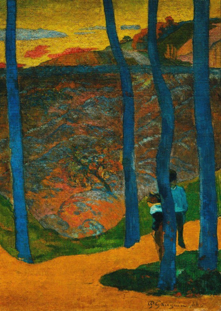 Gauguin komme wirst Kunstkarte "Blaue Postkarte Du an Paul Reihe die ..." Bäume.