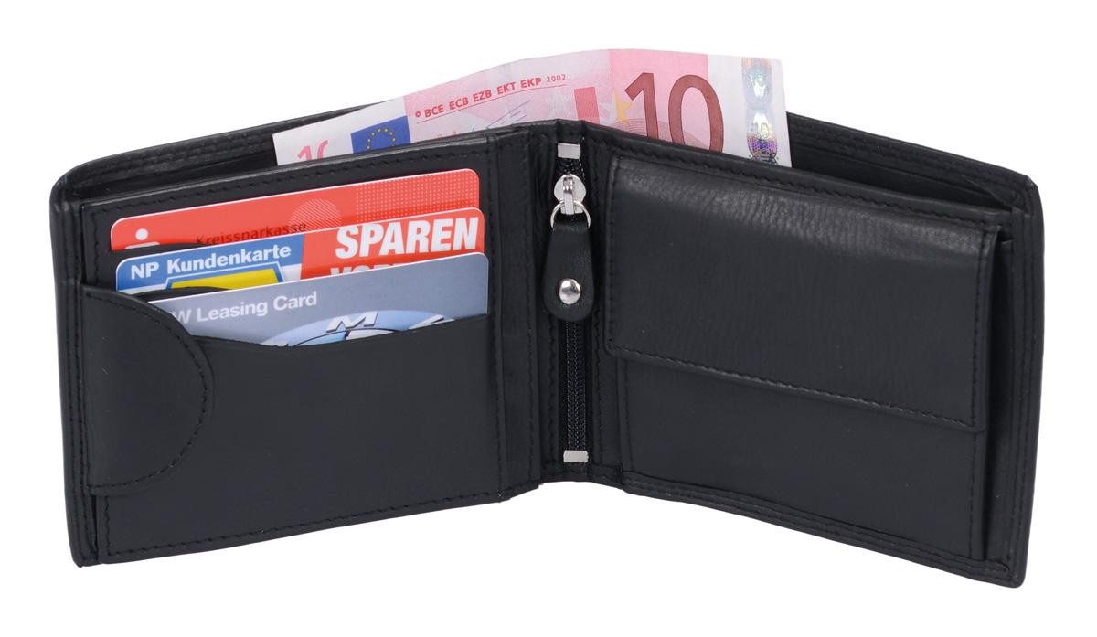 CM Geldbörse Schwarze kleine Scheintasche Leder Kartenfächer und Reißverschluss