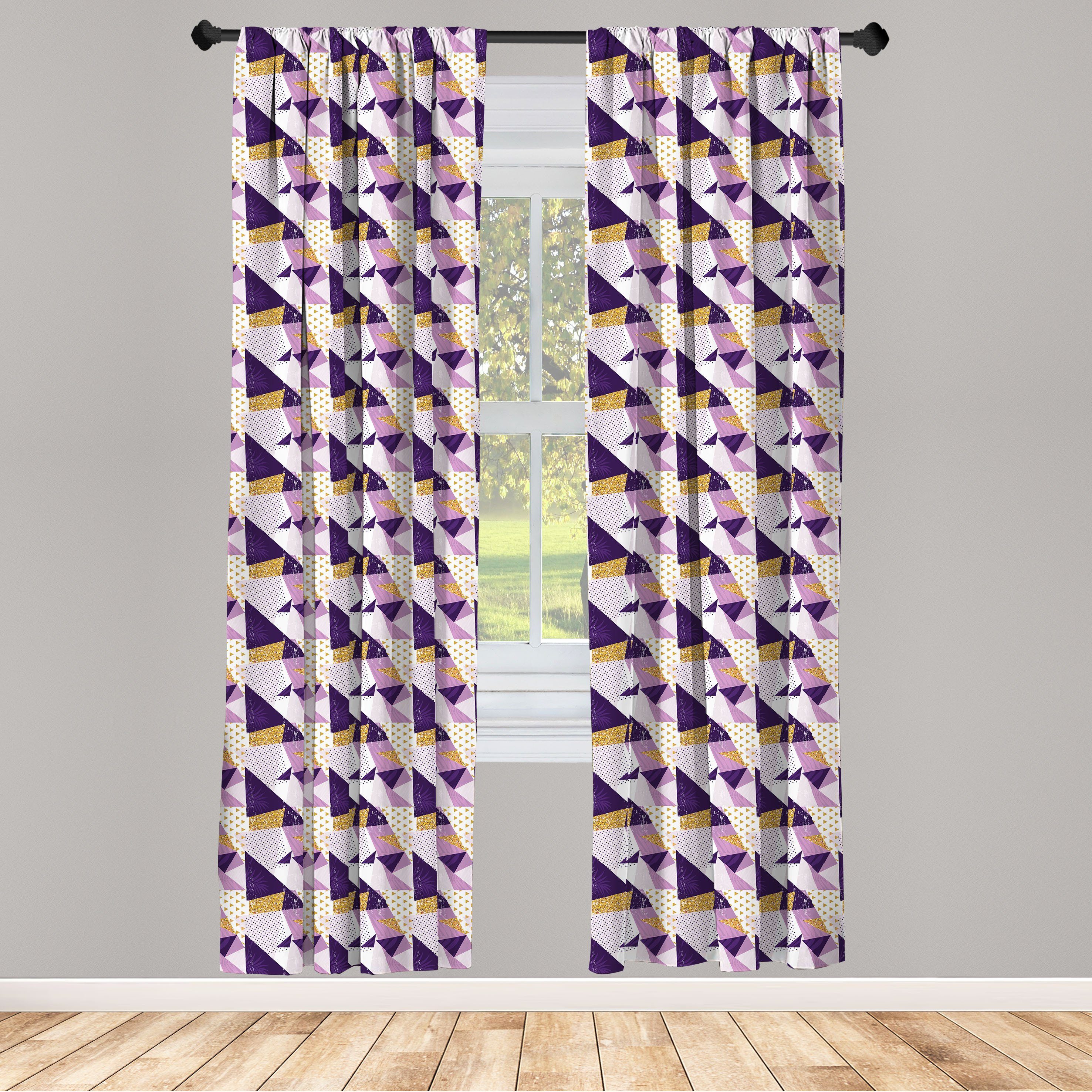 Schlafzimmer Geometrisch Vorhang Wohnzimmer Abakuhaus, für Microfaser, Design Kantiges Dekor, Gardine Triangles