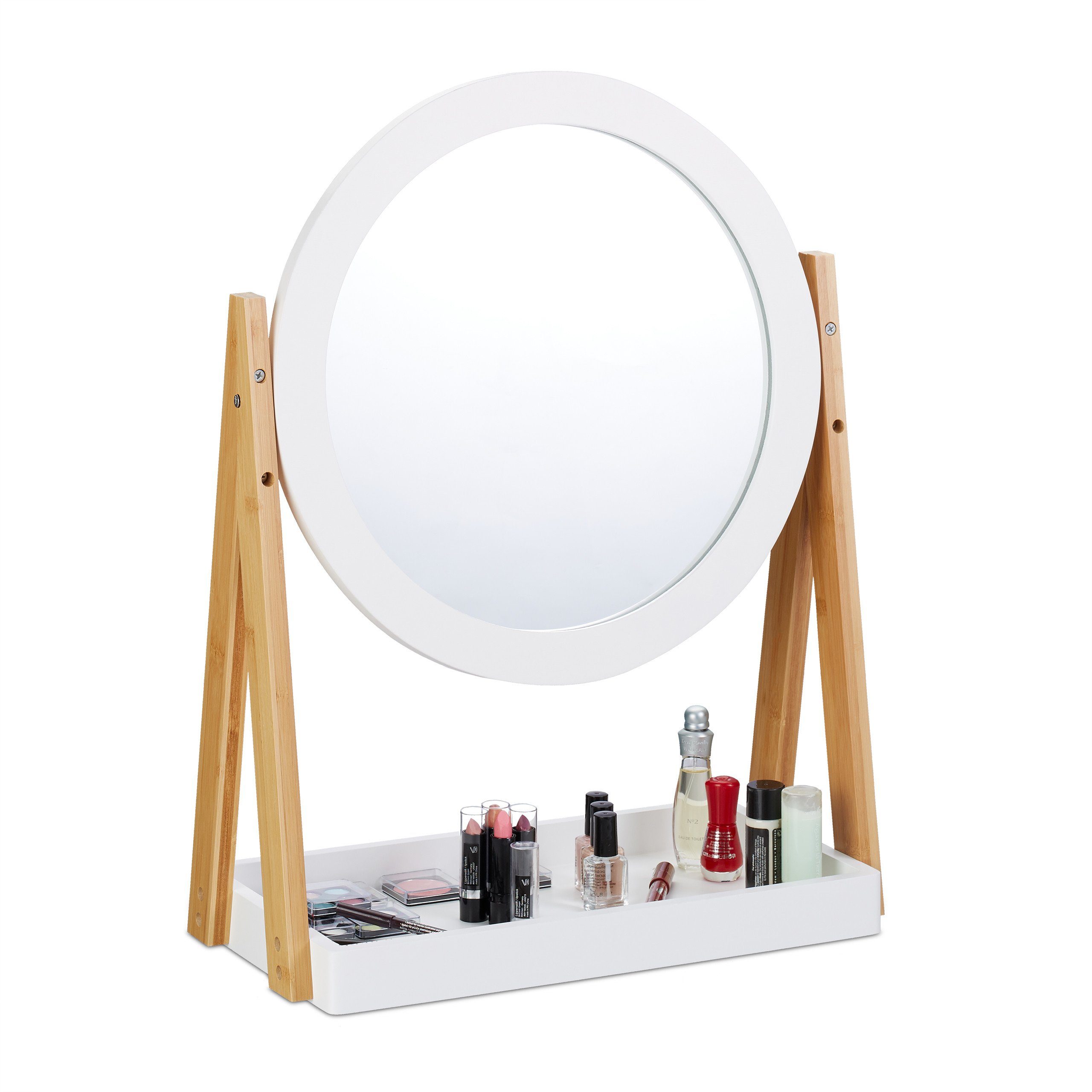 relaxdays Kosmetikspiegel Bambus und MDF günstig online kaufen