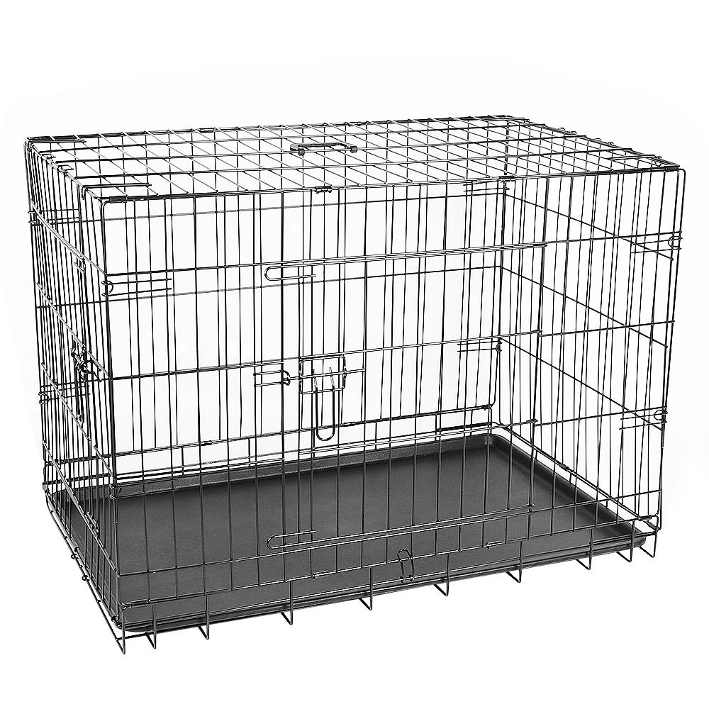 JEOBEST Tiertransportbox Hundekäfig, Hundebox Metall, 106 x 76 x 71 cm, XL bis 50 kg, Zusammenklappbar, transportabel, 2 Türen, mit Bodenschale
