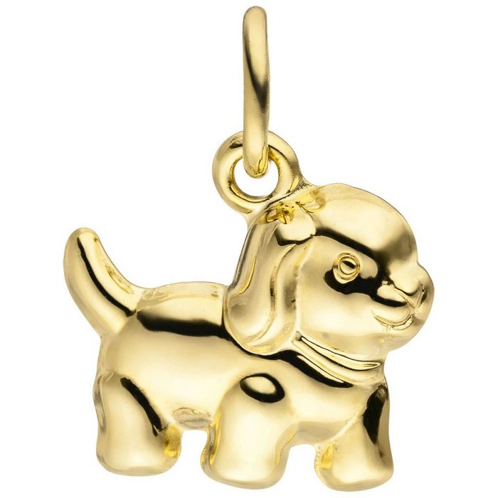 Schmuck Krone Kettenanhänger Anhänger für Kinder Halsschmuck Goldanhänger Hund Welpe aus 333 Gold Gelbgold Gold 333