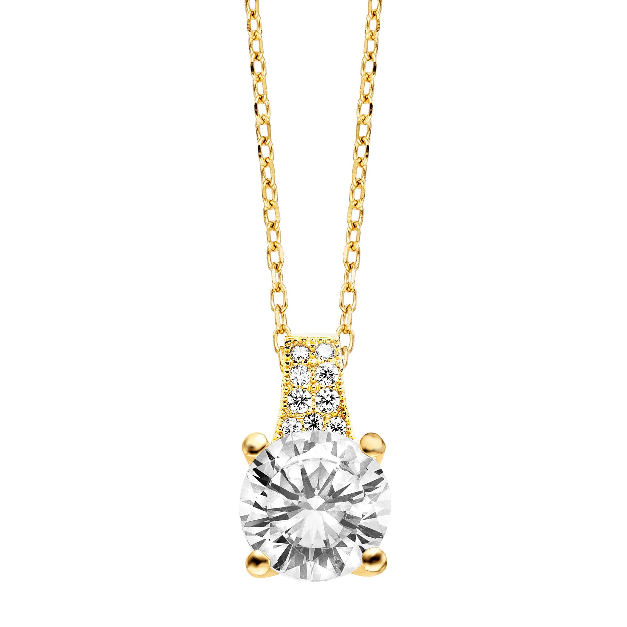 Julie Julsen Kette mit Anhänger 925 Silber vergoldet Zirkonia weiß