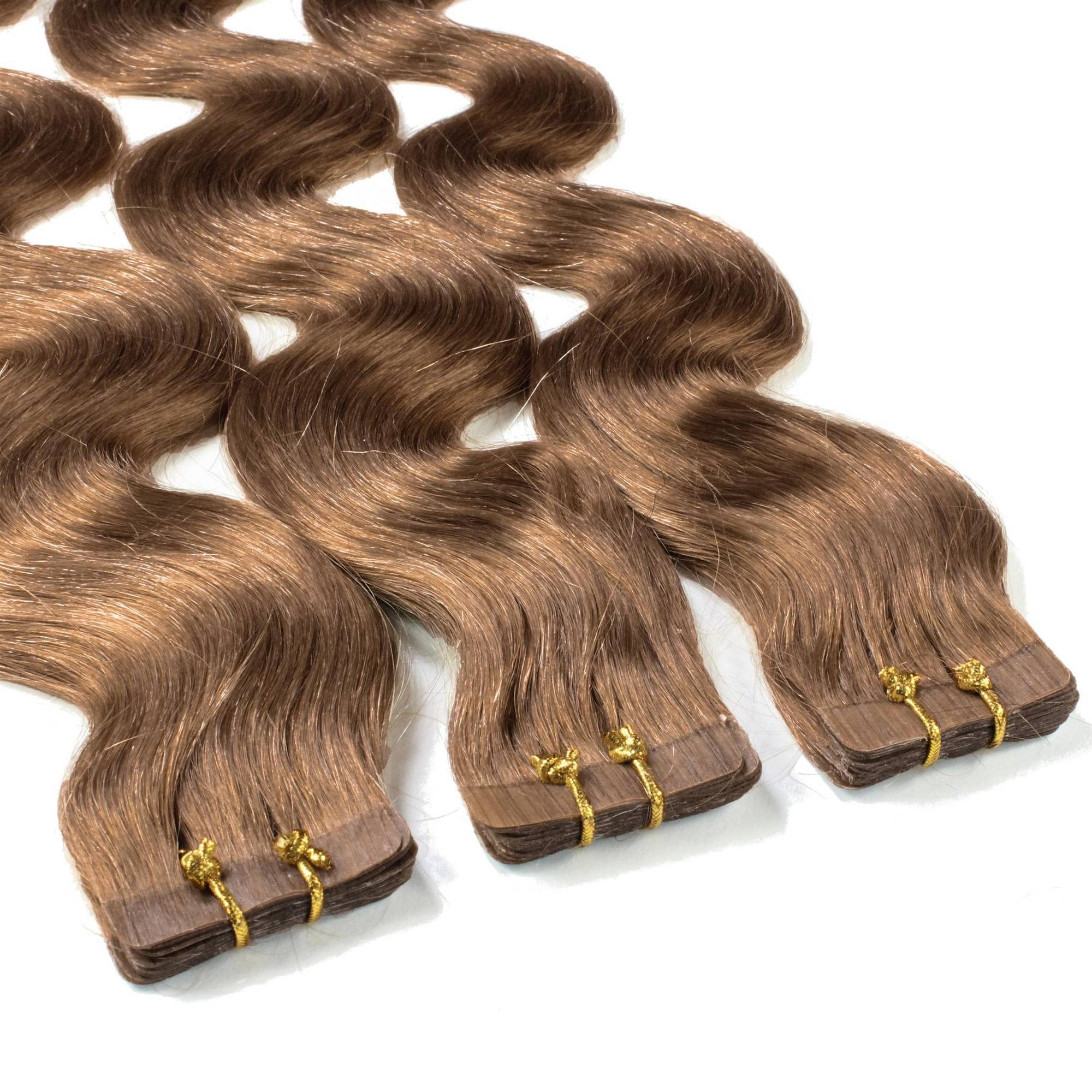 hair2heart Echthaar-Extension Tape Extensions gewellt #8/1 Hellblond Asch 60cm | Haarverlängerungen