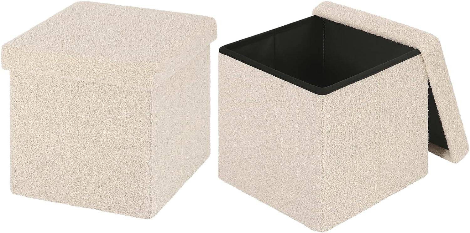 EUGAD Sitzhocker (2 St), mit Stauraum, Faltbarer Hocker, aus Teddyfleece günstig online kaufen