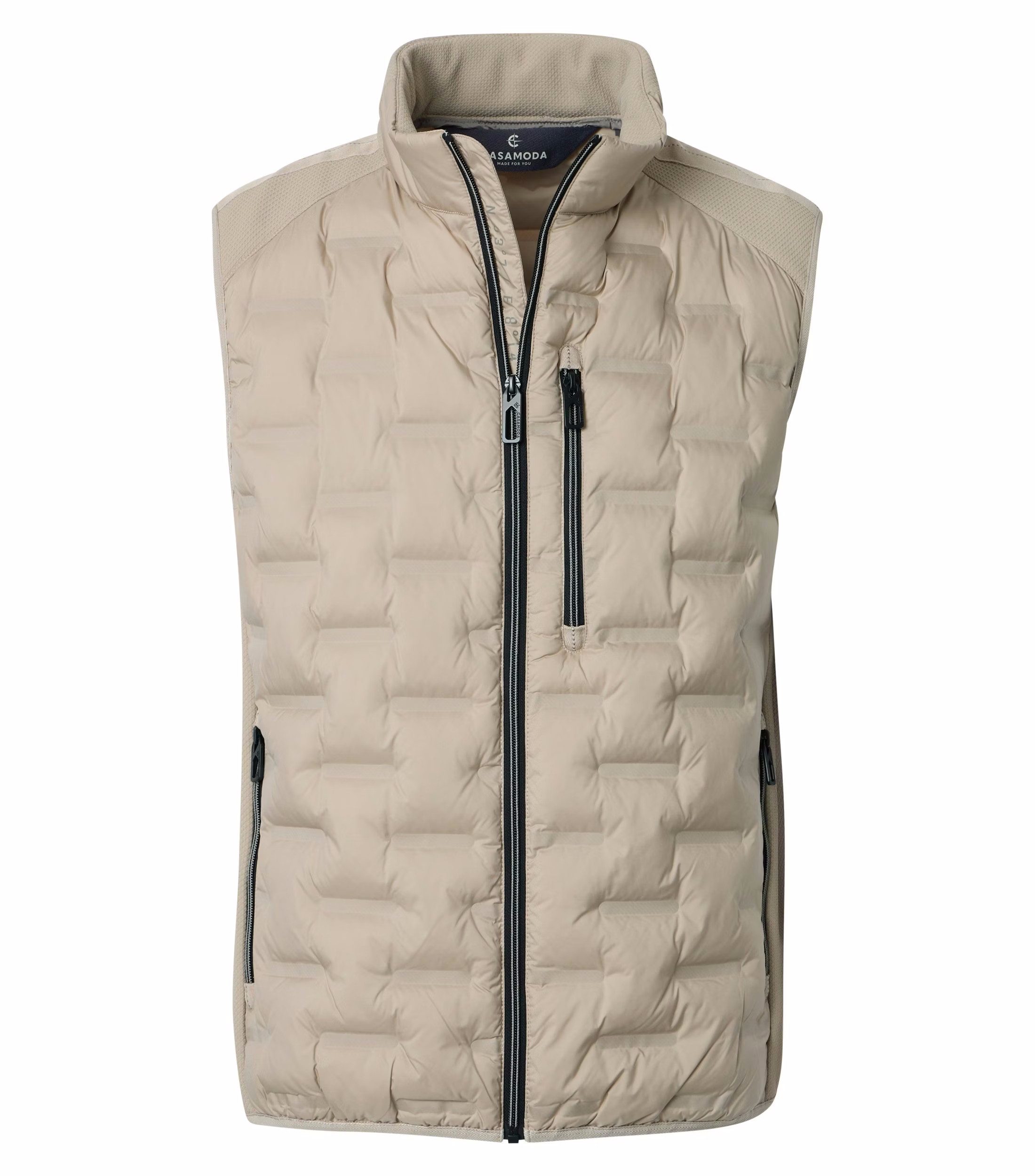 CASAMODA Steppweste CASAMODA Outdoor-Hybridweste Stehkragen Zipper Regular Beige