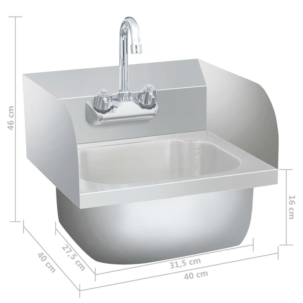Gastro-Handwaschbecken mit cm 40/40 Edelstahl, Granitspüle vidaXL Wasserhahn