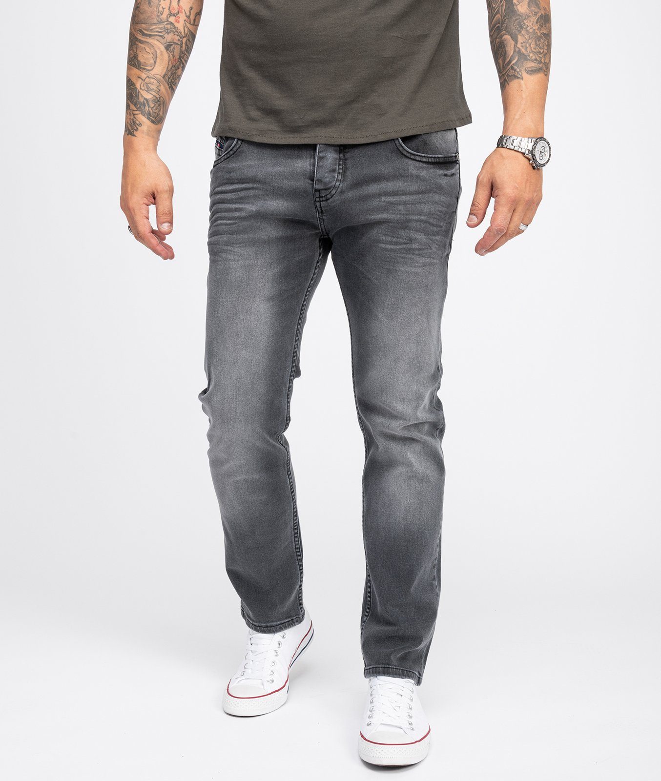 Rock Creek Regular-fit-Jeans Herren Jeans Regular Fit Dunkelgrau RC-2108 günstig online kaufen