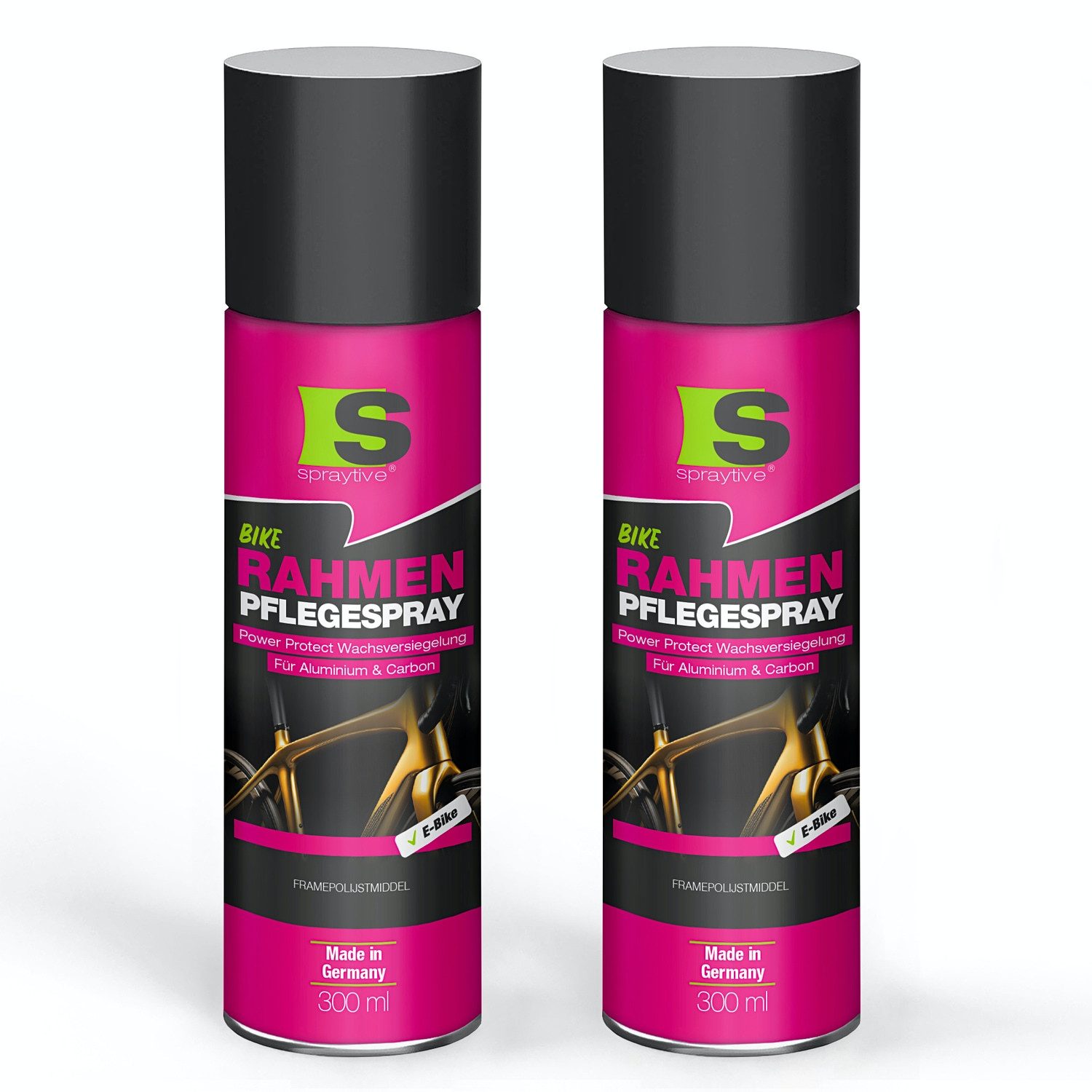 Spraytive 2x 300ml Rahmen-Pflegespray mit Wachsversiegelung für Fahrrad & E-Bike Lackreiniger (Made in Germany)