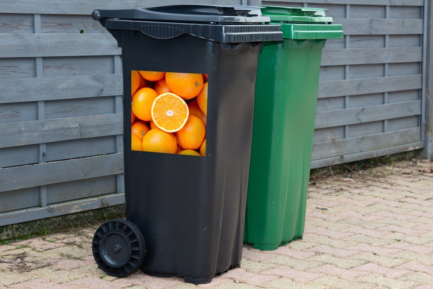 Sticker, Obst St), Abfalbehälter MuchoWow (1 - Orange Container, Mülltonne, Mülleimer-aufkleber, Wandsticker