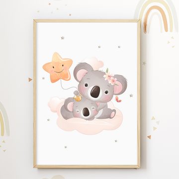 Tigerlino Poster Koala Mama 3er Set Kinderzimmer Wandbilder Babyzimmer Dekoration