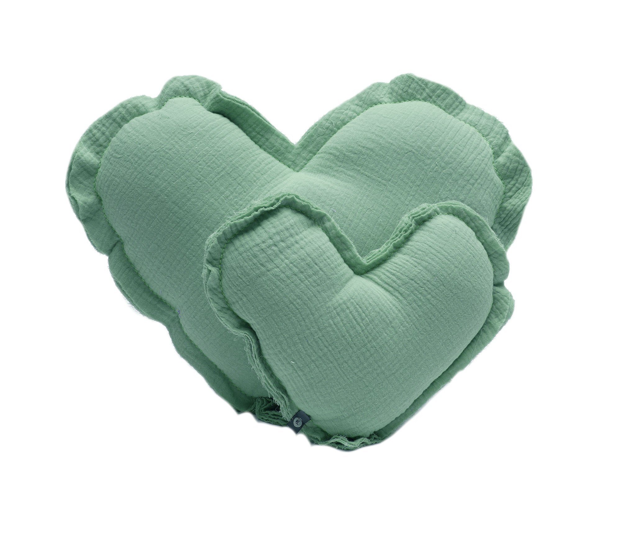 von Herzen Babykissen Musselinkissen Herz aus 100% Baumwolle, Dekokissen Kuschelkissen