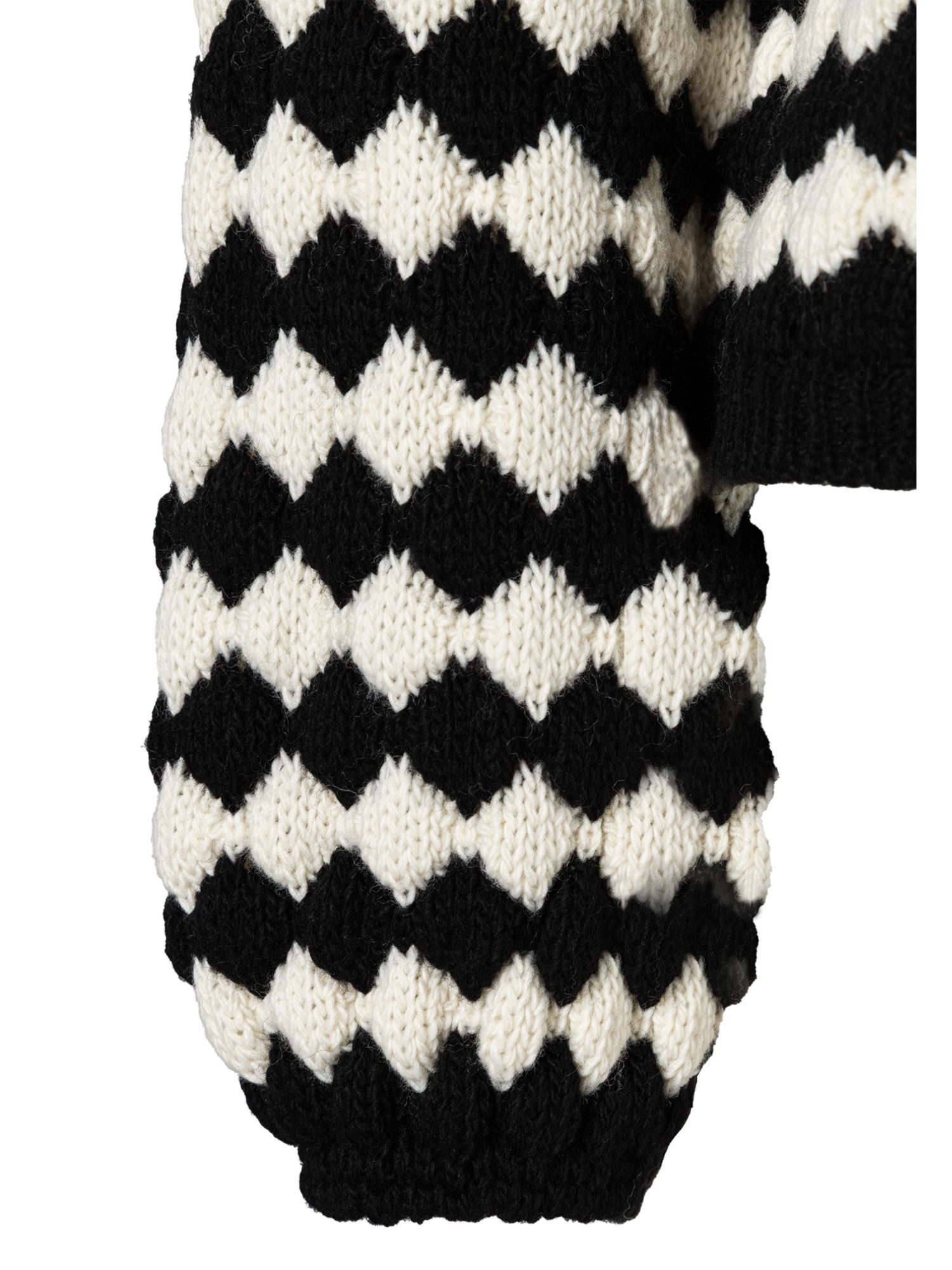 MORE&MORE Strickpullover gestreifter Pullover, voluminöse Ärmel