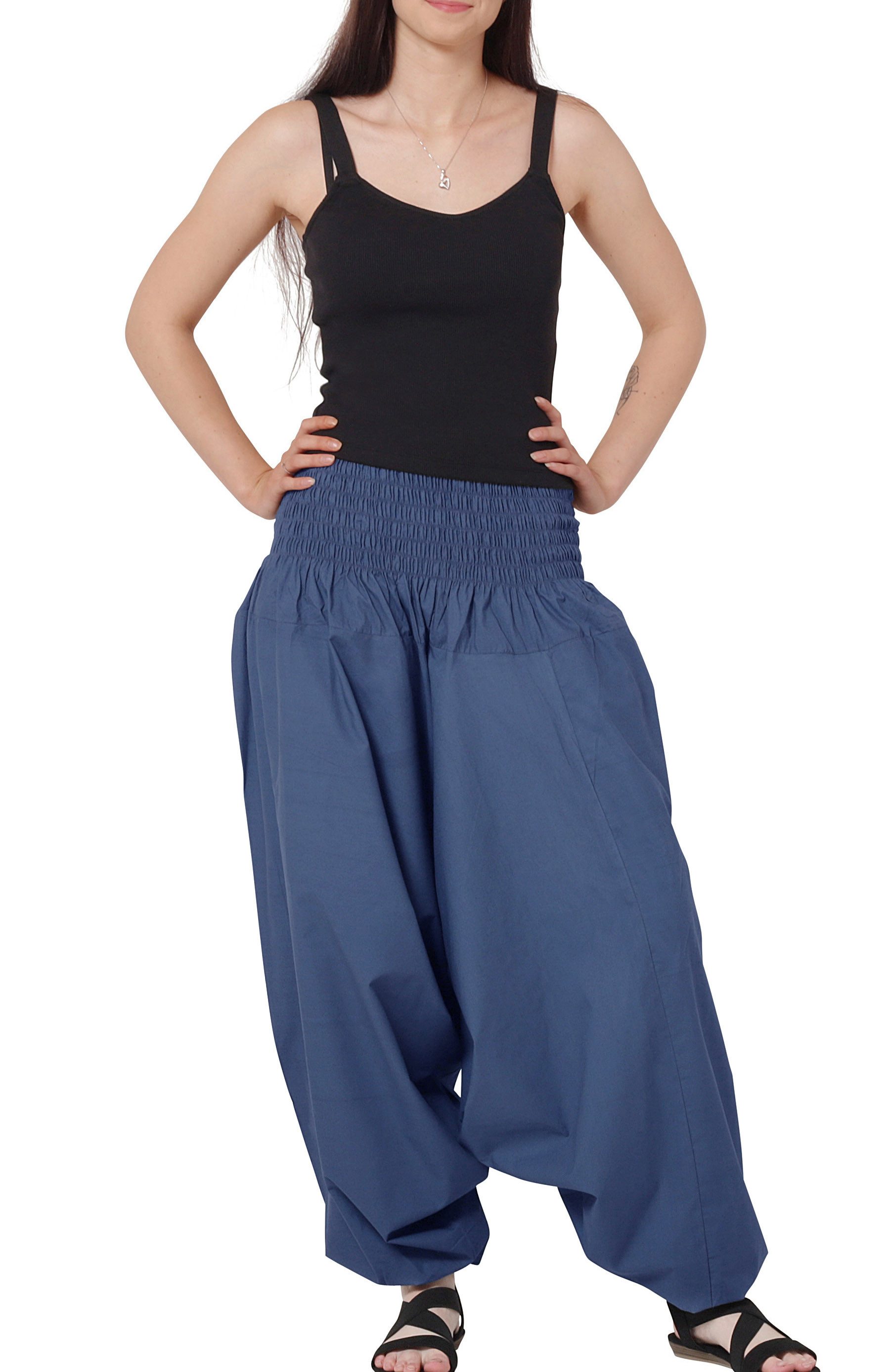 Leucht-Welten Haremshose Extragroße Haremshose XXL Aladinhose für Damen und Herren Blau Pumphose aus Baumwolle – Bild 4 von 4