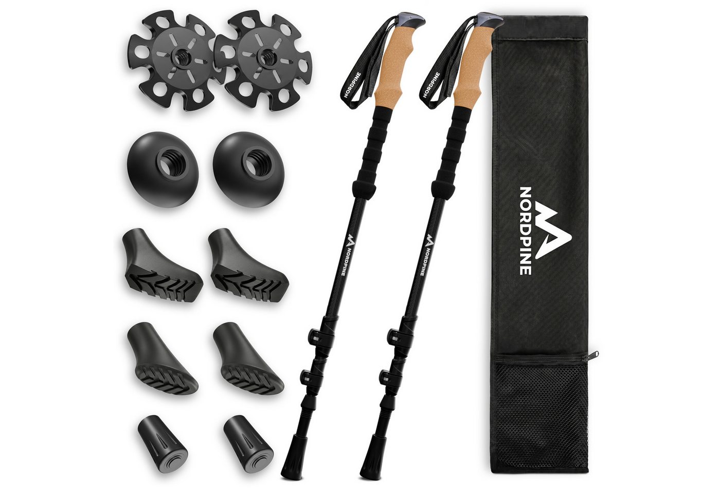 NEOLYMP Wanderstöcke Teleskop Wanderstöcke aus Carbon oder Aluminium 65-135cm, Höhenverstellbar von 65–135 cm mit Robuste Wolframspitze
