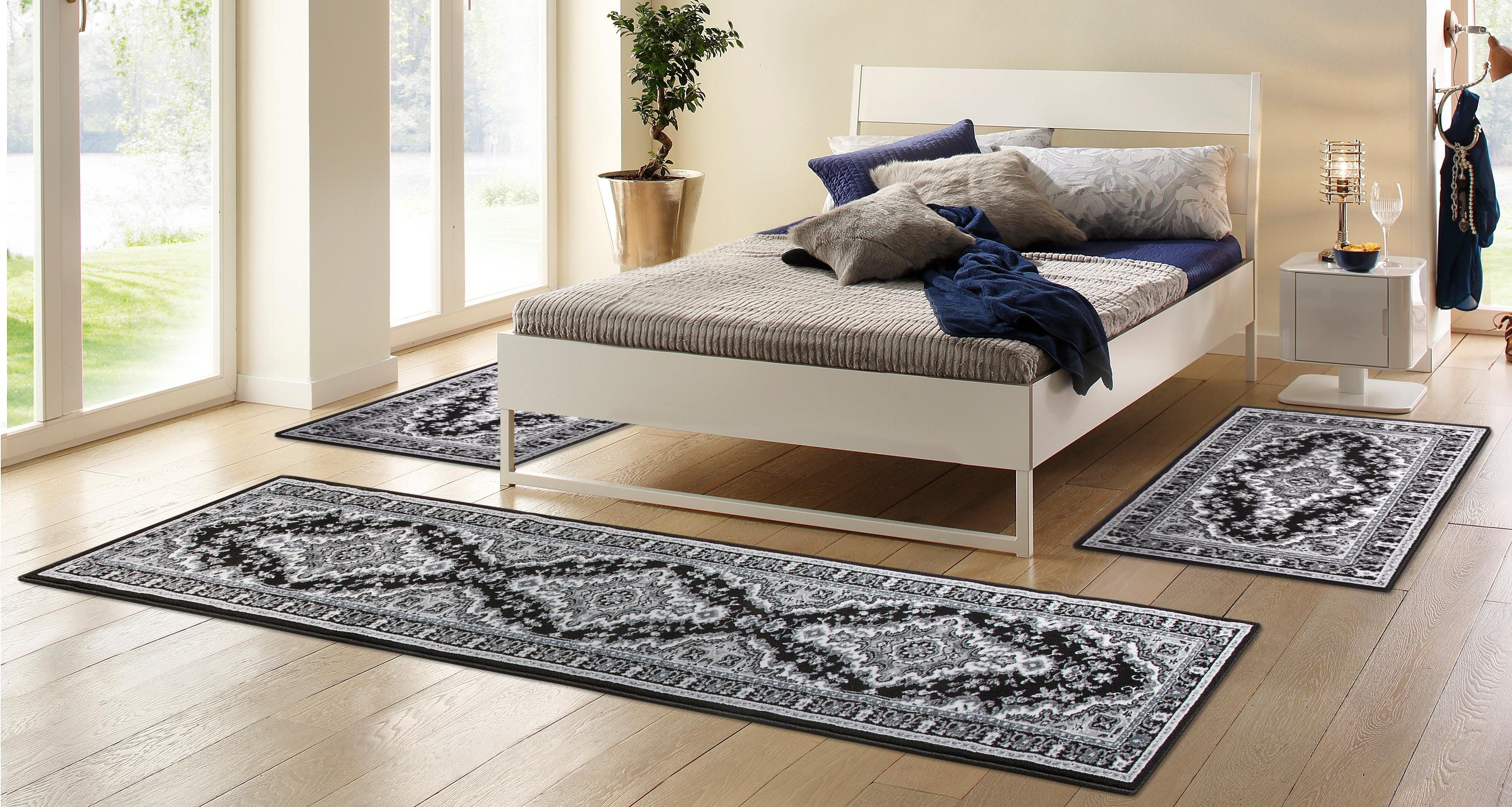 OTTO home Bettumrandung Oriental, Made in Belgium, Höhe 7 mm, (1-tlg), Läufer-Set, Kurzflor, Orient-Optik, mit Bordüre, pflegeleicht, elegant