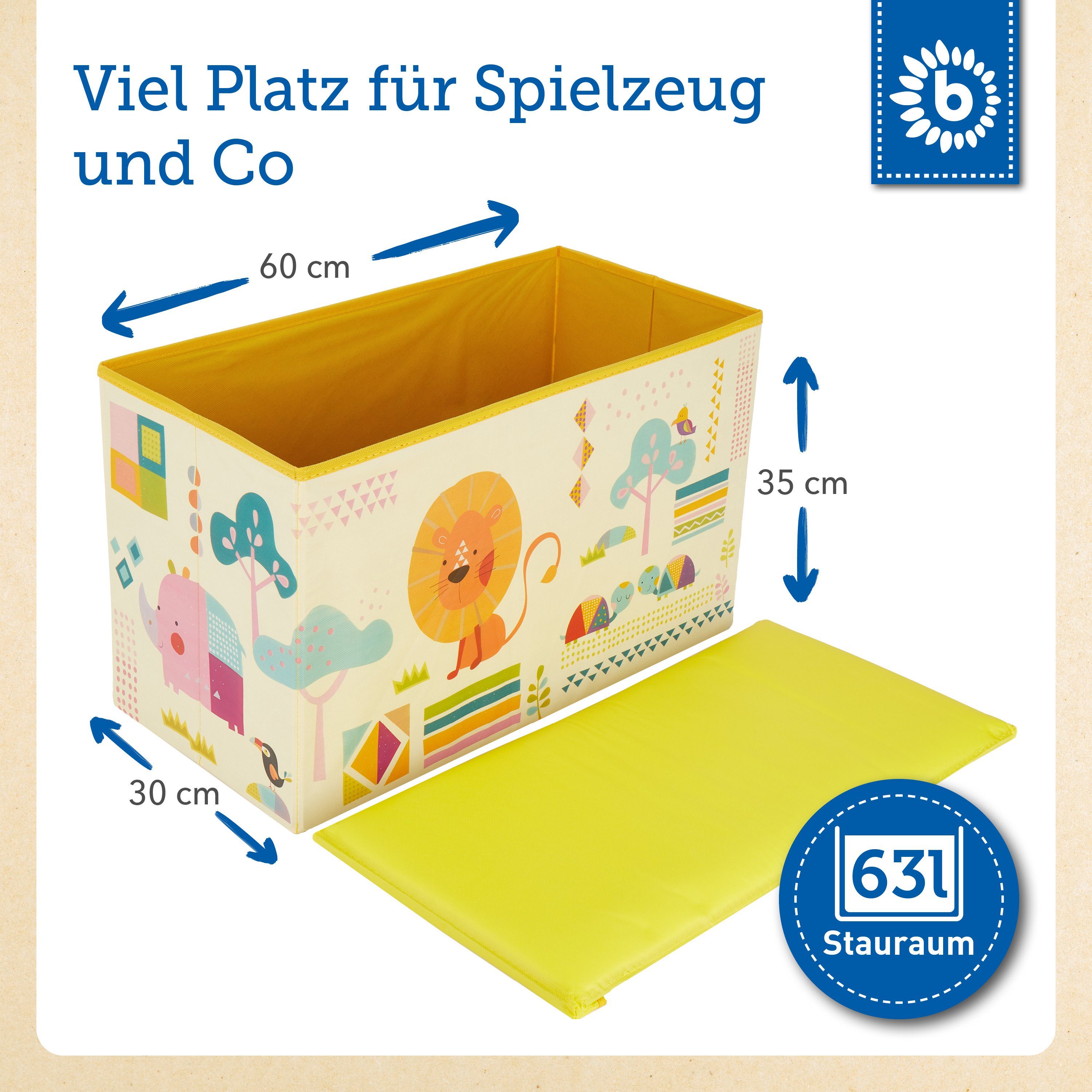 BIECO Spielzeugtruhe Bieco Kinder Aufbewahrungsbox mit Deckel 60L, faltbar Spielzeugkiste