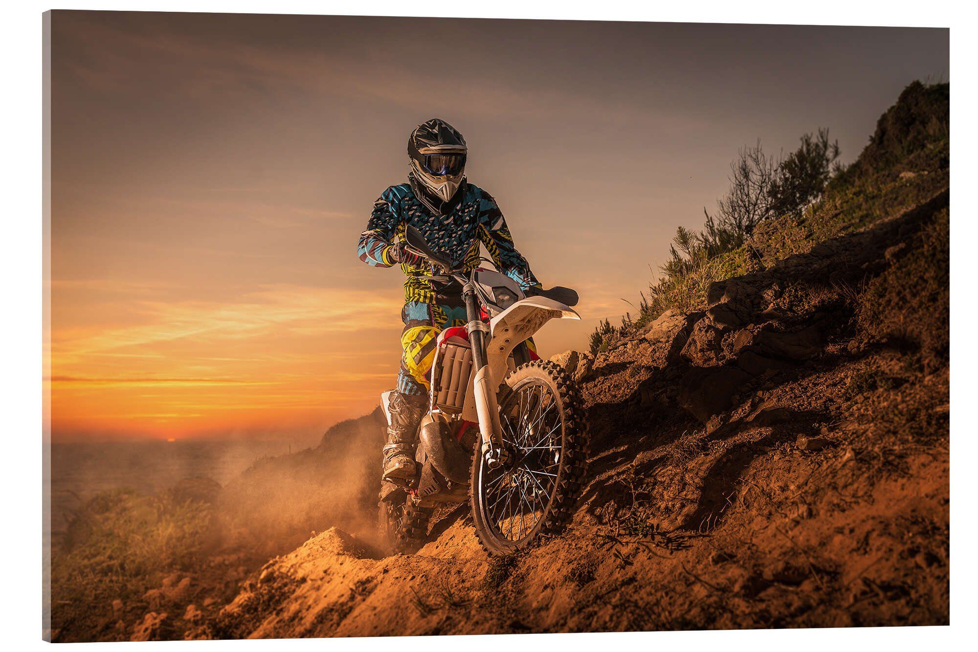 Posterlounge Wandbild Enduro-Fahrer am Berg, Editors Choice, erhältlich als Poster, Leinwandbild, Wandsticker oder Acrylglasbild