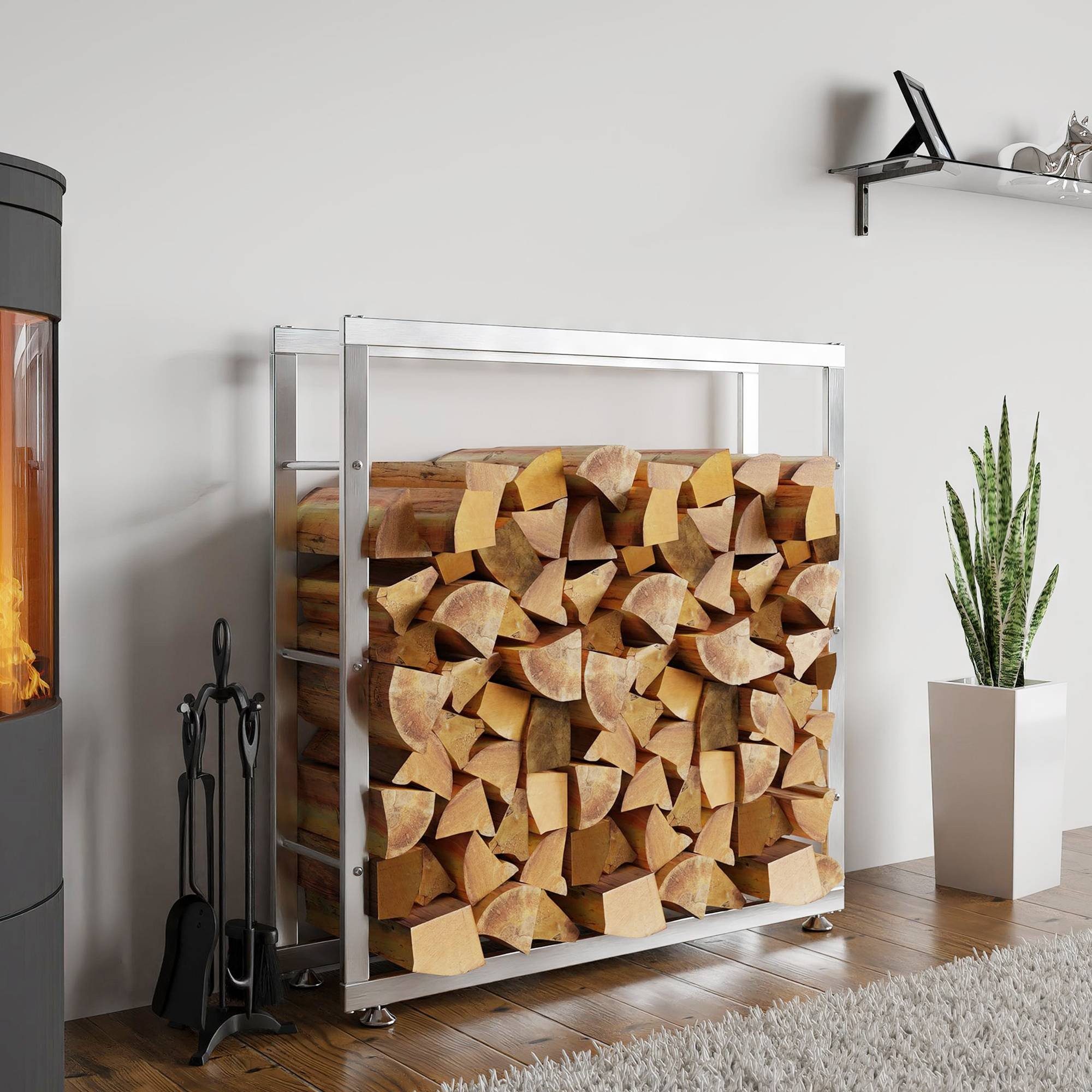 CLP Kaminholzregal Keri V2, BxTxH:100x25x100 cm, (1er), aus Edelstahl