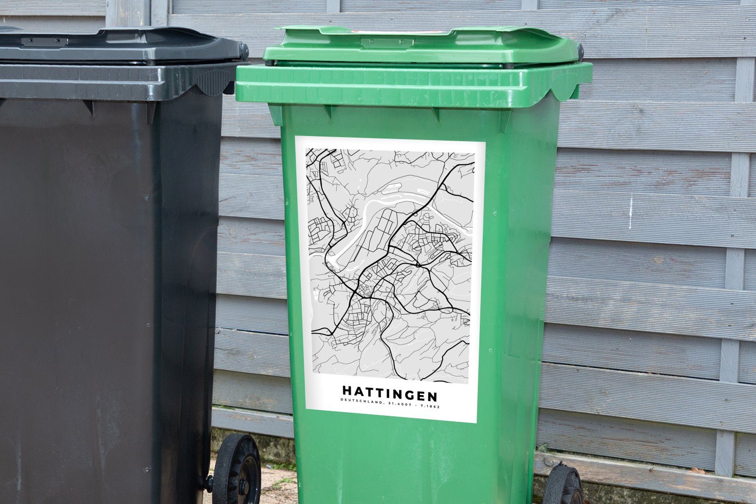 St), Abfalbehälter Karte Wandsticker Deutschland Mülleimer-aufkleber, Container, - (1 Sticker, - Hattingen MuchoWow Stadtplan - Mülltonne,