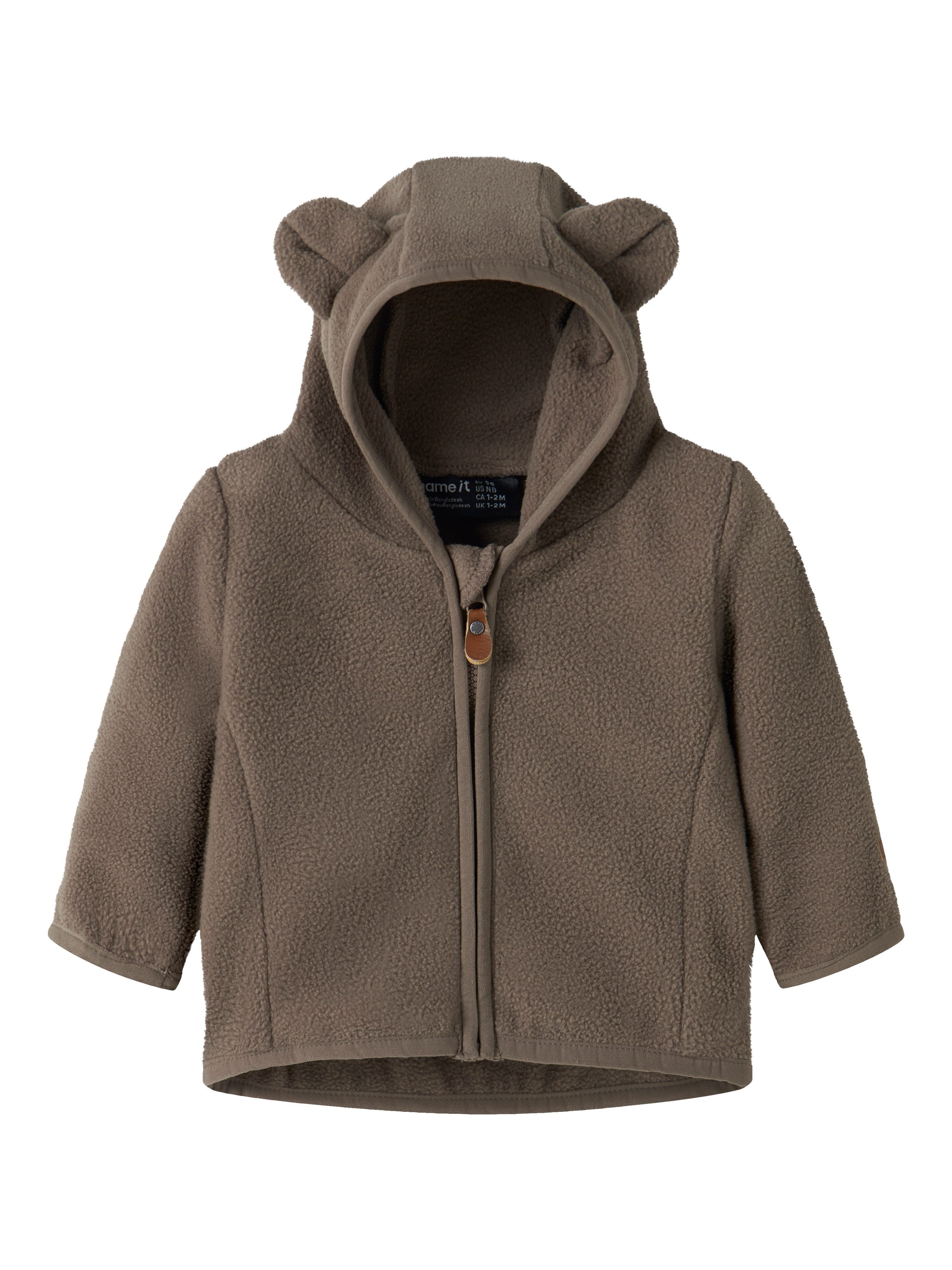 Name It Kapuzenfleecejacke NBNMEEKO FLEECE JACKET MELANGE Fleece, Reißverschluss mit Kinnschutz