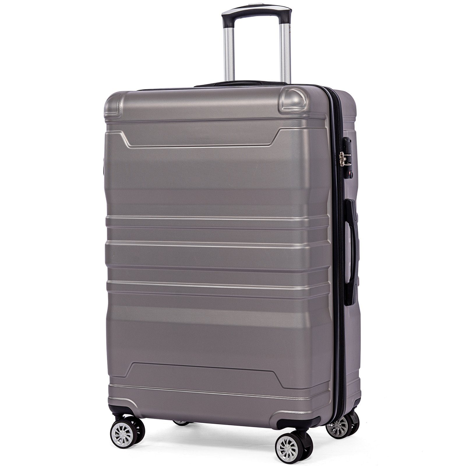 SEEZSSA Handgepäckkoffer Hartschalen-Handgepäck Trolleyset Koffer mit TSA-Schloss Universalrad Grau