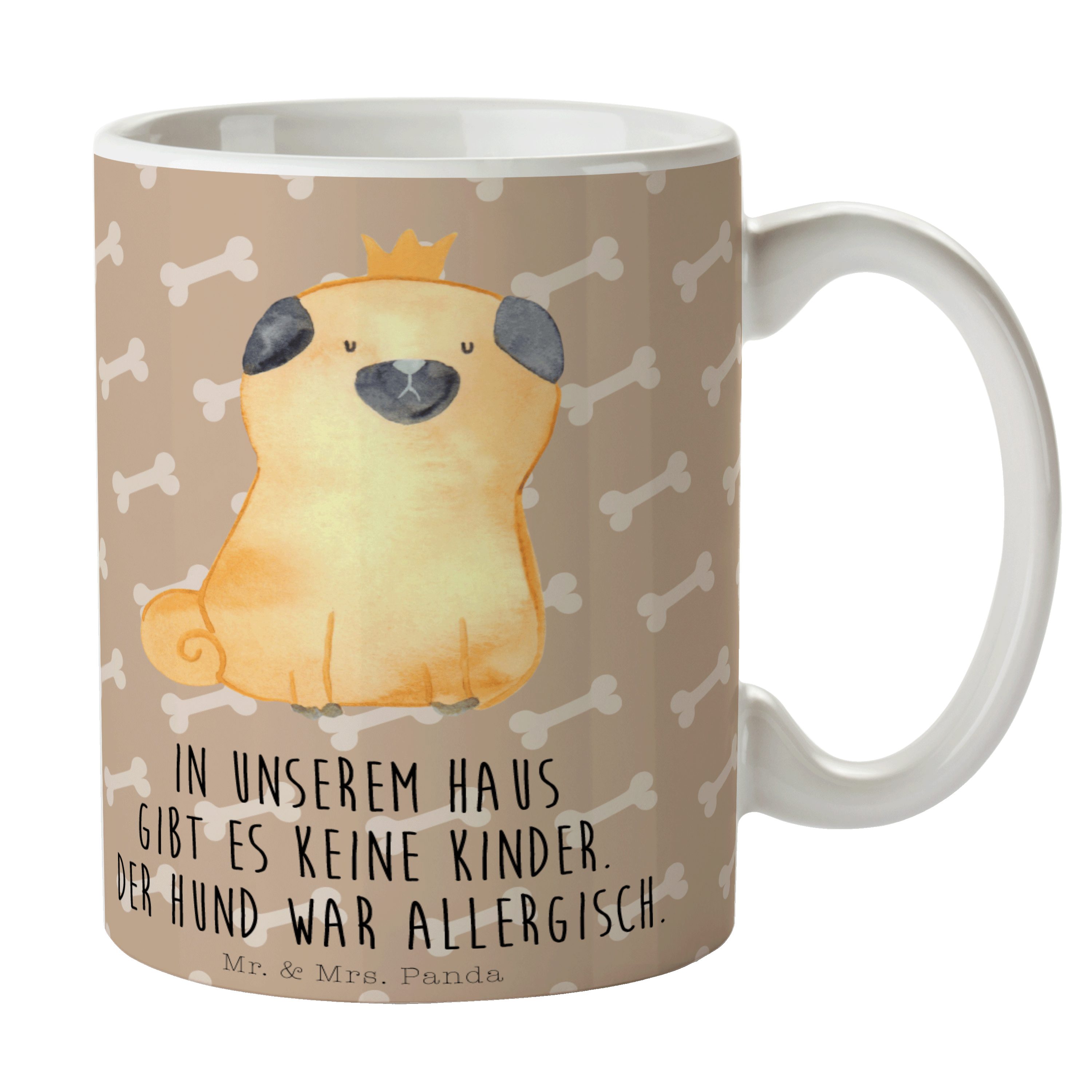 Mr. & Mrs. Panda Tasse Mops Krone - Hundeglück - Geschenk, Sprüche, Teetasse, Kaffeebecher, Keramik