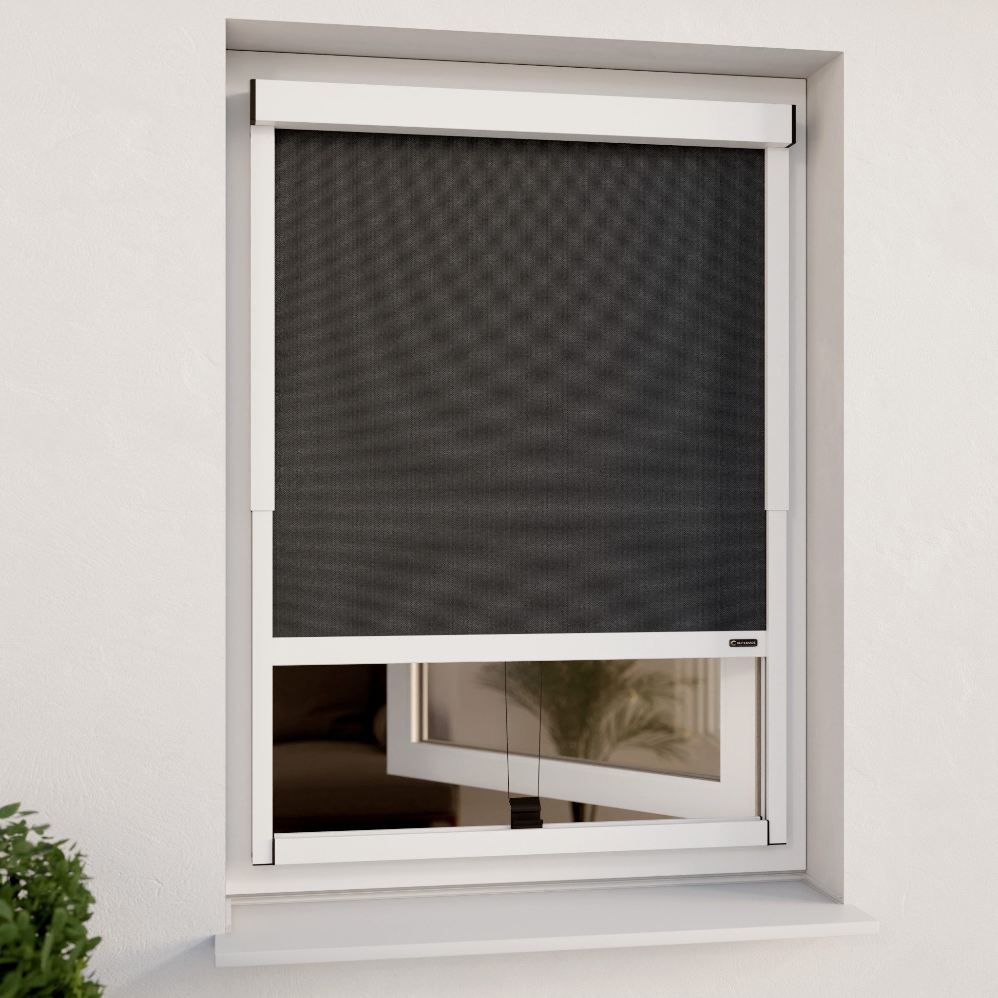 Rollo Außenrollo ohne Bohren (Weiß, Blickdicht) für Fenster von CLIP & SHADE, CLIP & SHADE