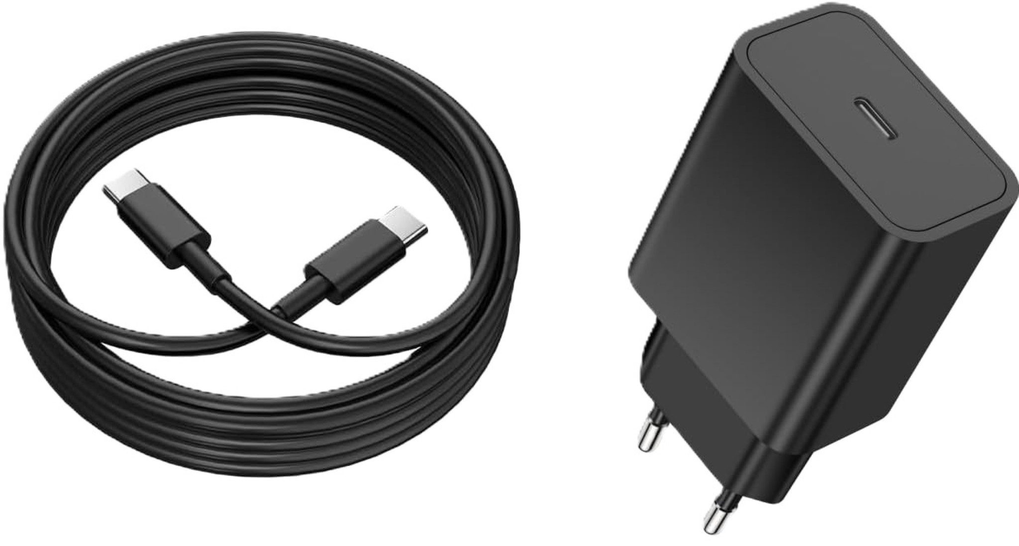 LA CUTE 25W USB-C Schnellladegerät mit 2m Kabel für Samsung & iPhone Smartphone-Ladegerät (3000,00 mA, Schnelllade-Set: 25W Ladegerät mit 2m Typ-C Ladekabel, 25W Ladegerät mit 2m USB-C Kabel für Samsung und USB-C Geräte, 25W Schnellladegerät, sicher und e