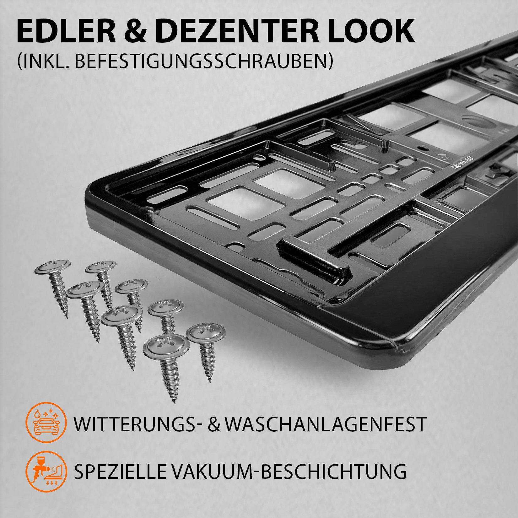 L & P Car Design Kennzeichenhalter für Auto in schwarz hochglanz Kennzeichenhalterung, (2 Stück) – Bild 4 von 5