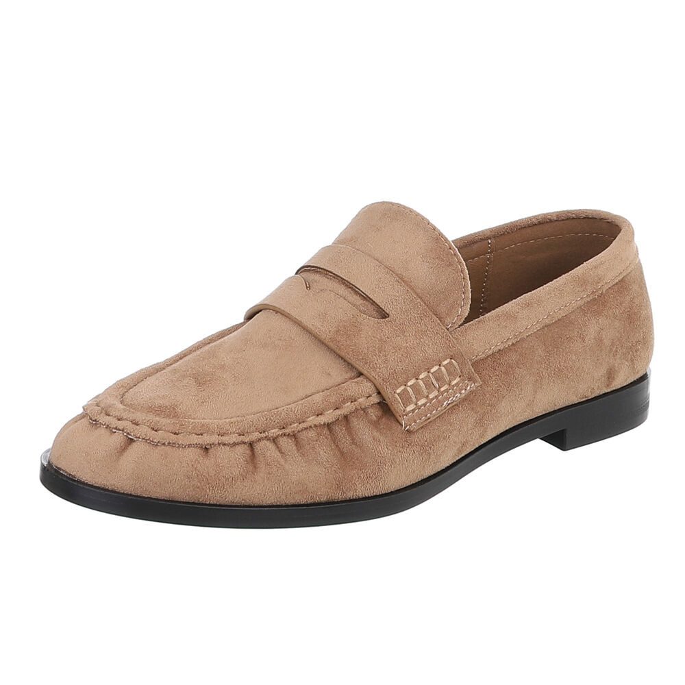 Ital-Design Damen Loafer Mokassin-Optik Slip-on Halbschuh Slipper (92125228) Blockabsatz Mokassins in Hellbraun