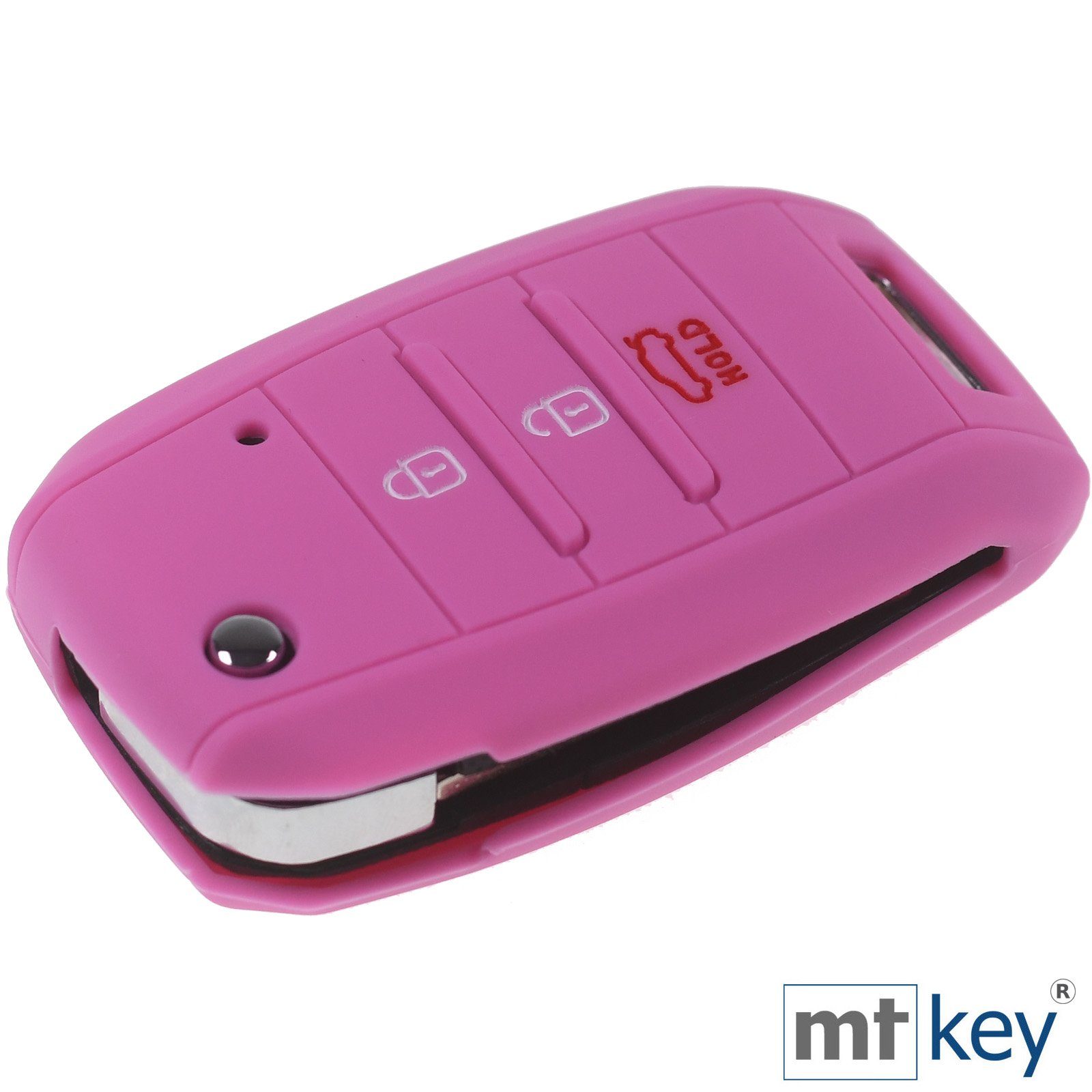 mit Silikon Ceed Rio Autoschlüssel Picantio Carens KIA Stonic mt-key Tasten 3 Schlüsselband, für Sportage Schutzhülle Soul Schlüsseltasche Softcase Rosa