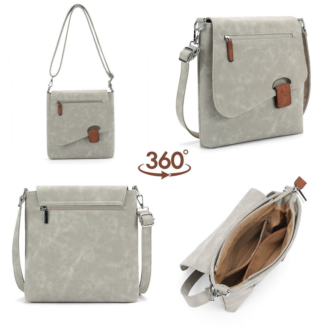 MIRROSI Schultertasche Damen Umhängetasche Leder-Optik, ca. 28 x 28 x 5 cm (verstellbaren Schulterriemen), Mittelgroße Tasche, Umhängetasche für jeden Anlass