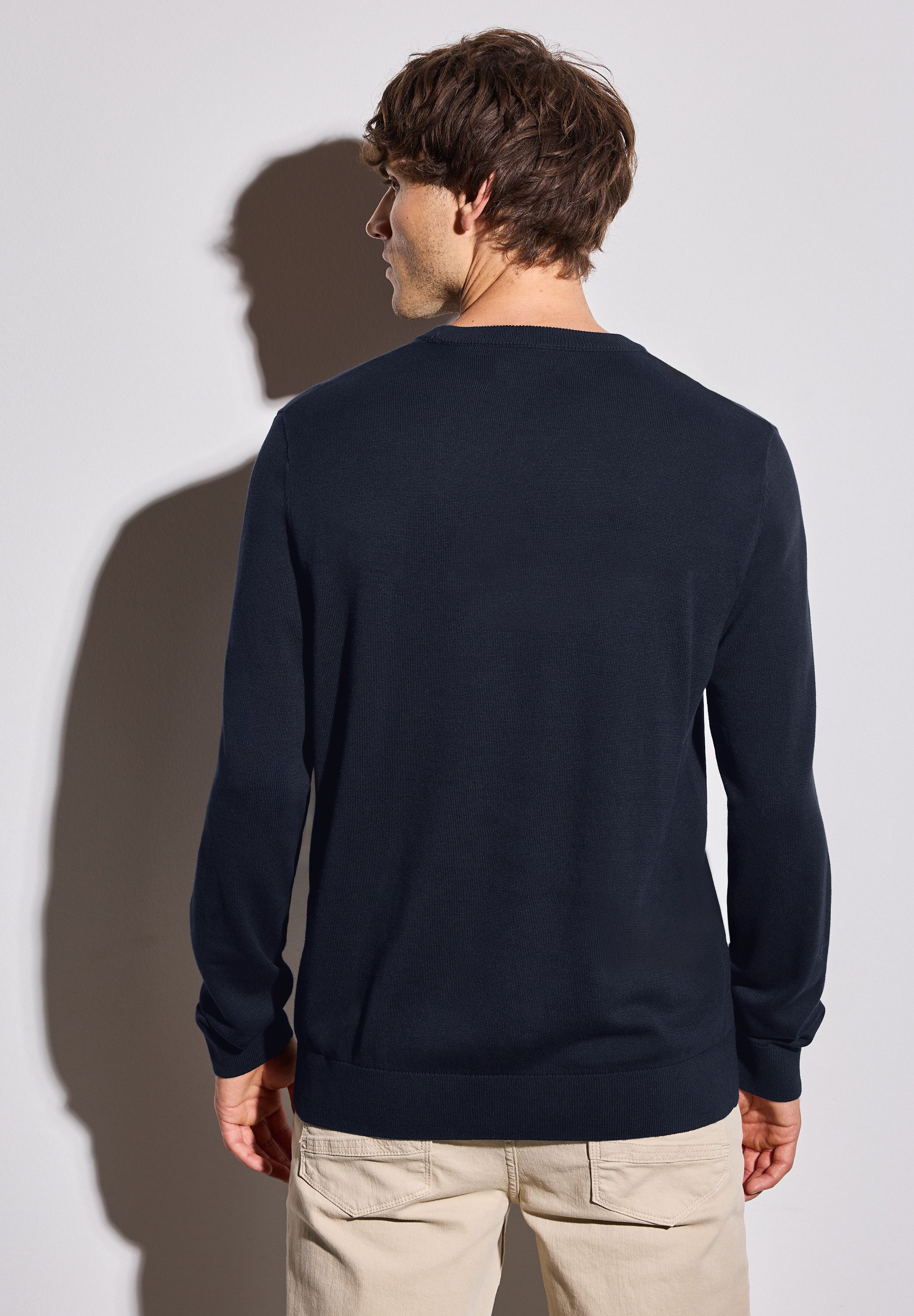 STREET ONE MEN Rundhalspullover aus reiner günstig online kaufen