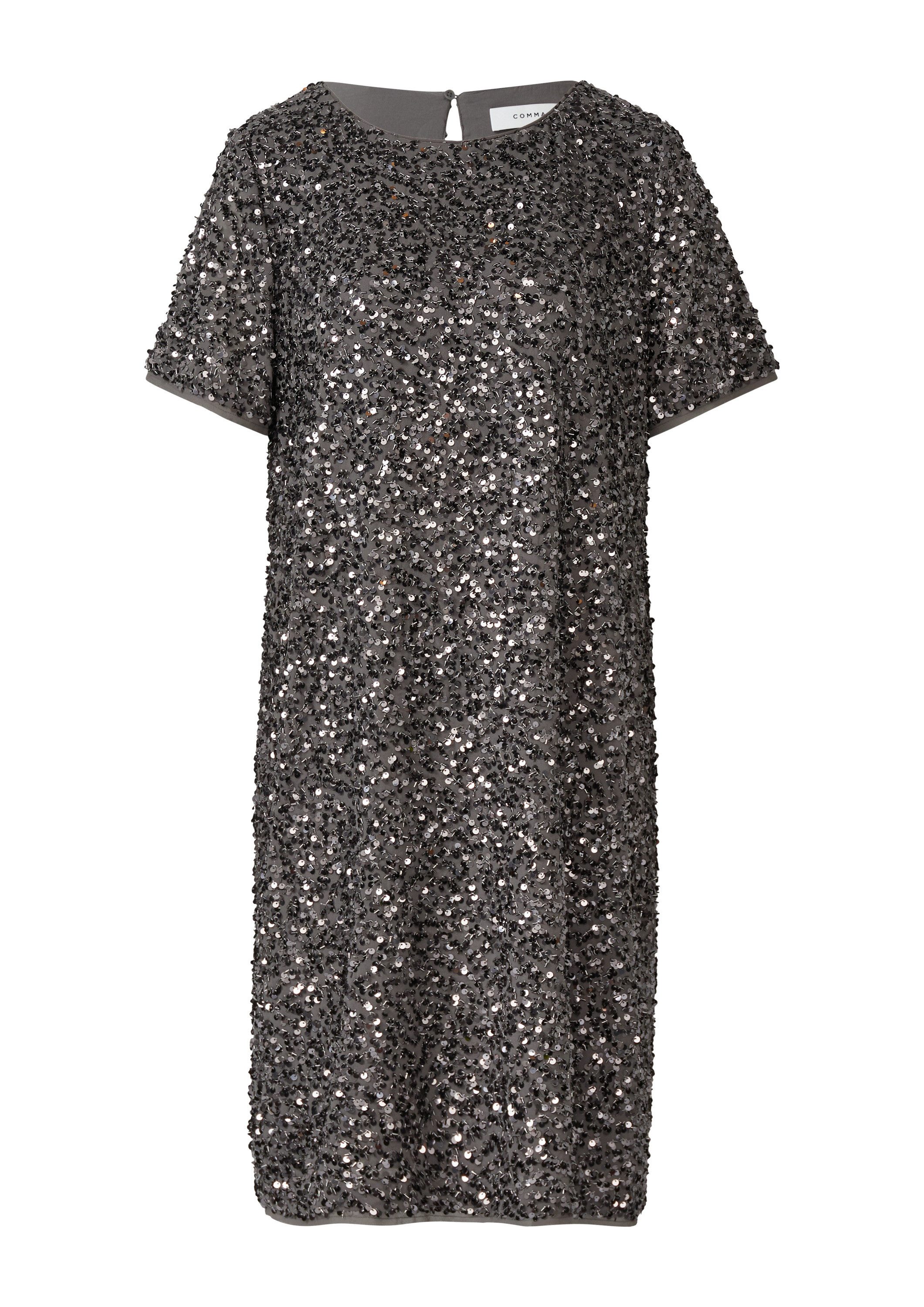 comma Minikleid Kleid Kurzes Kleid mit Pailetten