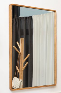 Terra Home Wandspiegel Eiche Spiegel Landa rechteckig Garderobenspiegel Vollholz (braun Hoch und Quer, 60x80 cm), Badezimmerspiegel Flurspiegel