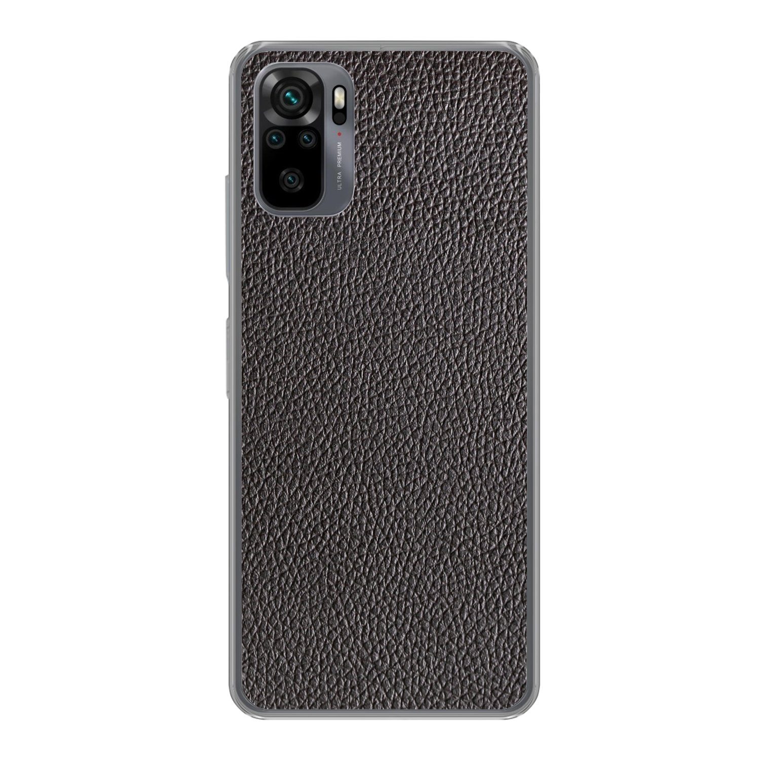 MuchoWow Handyhülle für Xiaomi Redmi Note 10S Leder - Lederoptik - Schwarz - Hell, Phone Case, Silikon, Schutzhülle Dünn