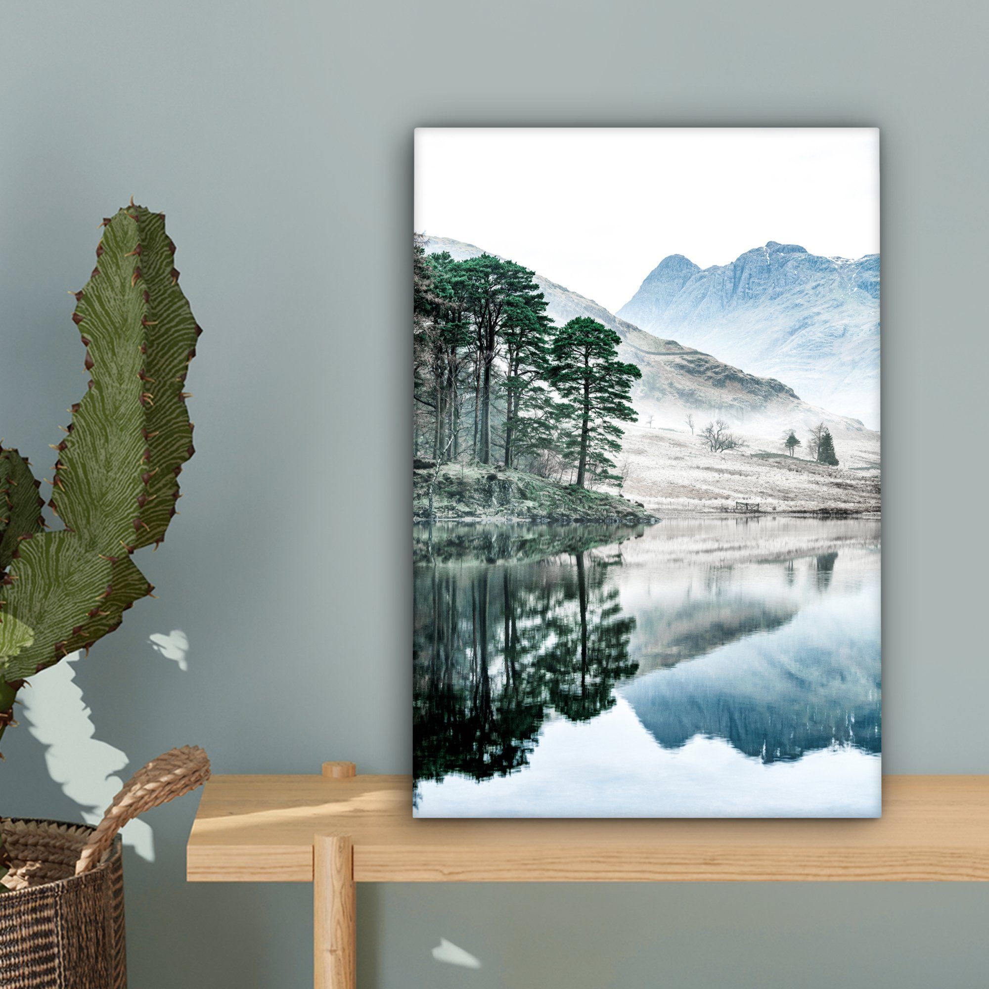 Winter - cm Gemälde, Leinwandbild Berge St), Zackenaufhänger, inkl. OneMillionCanvasses® (1 fertig Natur Wald, Leinwandbild 20x30 - bespannt -