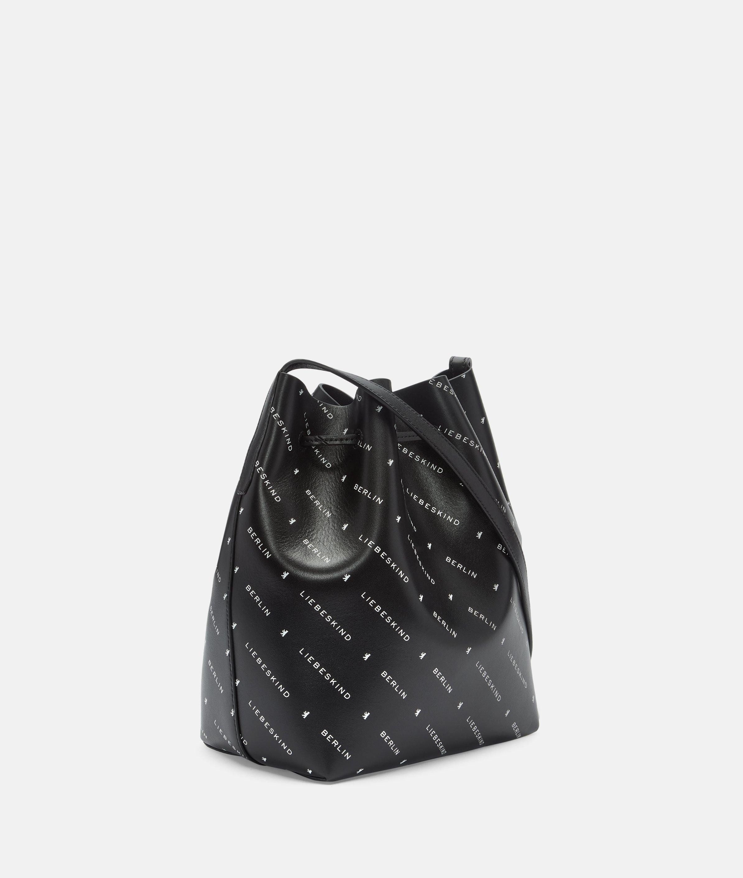 Liebeskind Berlin Schultertasche Monogram Bucketbag M, Geräumige Tasche aus Nappaleder mit Liebeskind Berlin Schriftzug