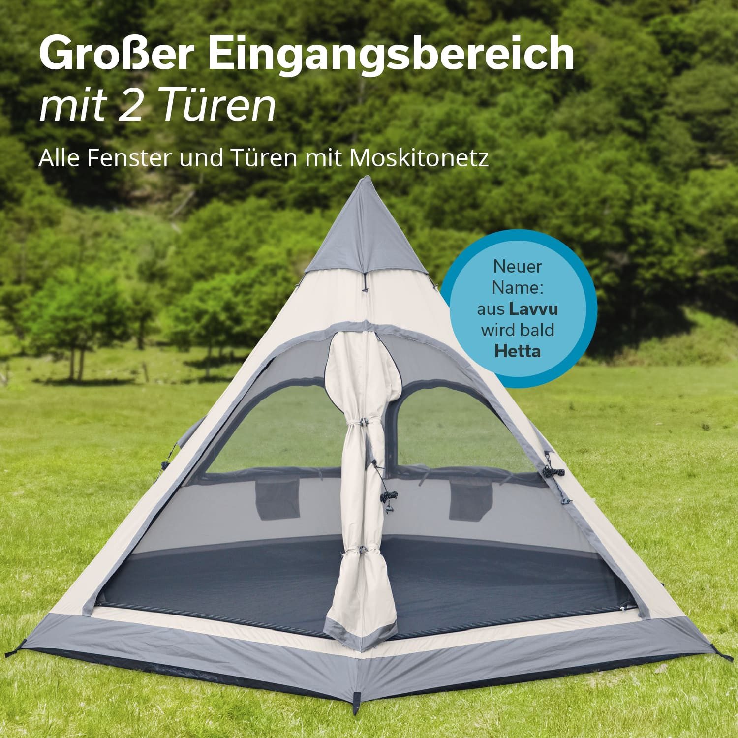 Skandika Tipi-Zelt Tipi Hetta 335 Protect, 2m Stehhöhe, UV 50+, 3000mm Wassersäule, für 4 Mann, Outdoor, Glamping