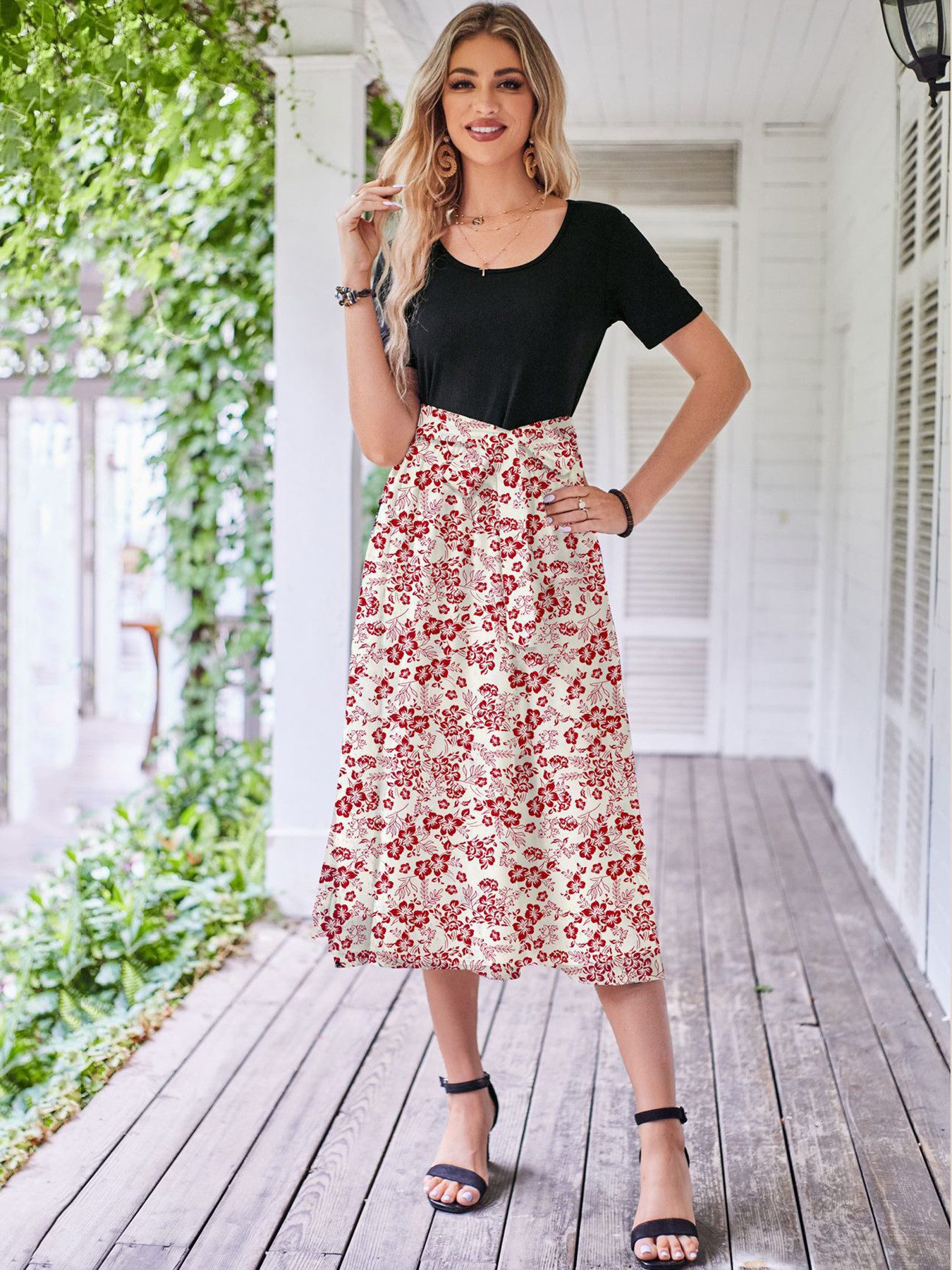 DEBAIJIA Dirndl Damen Röcke Sommer Floral günstig online kaufen