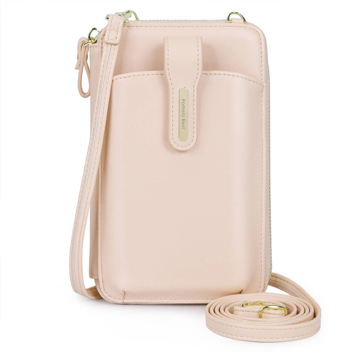 HAUSS SPOLE Handytasche Geldbörse Damen Geldbeutel Portemonnaie Portmonee (Reisepass Tasche Anti-Diebstahl mit verstellbar abnehmbar Schultergurt, Handyfach mit Magnetverschluss, mit Credit Card Slots, Brieftasche), mit vielen Kartenfächer Reißverschluss Münzfach Beutel 18,7x12,5x4 cm