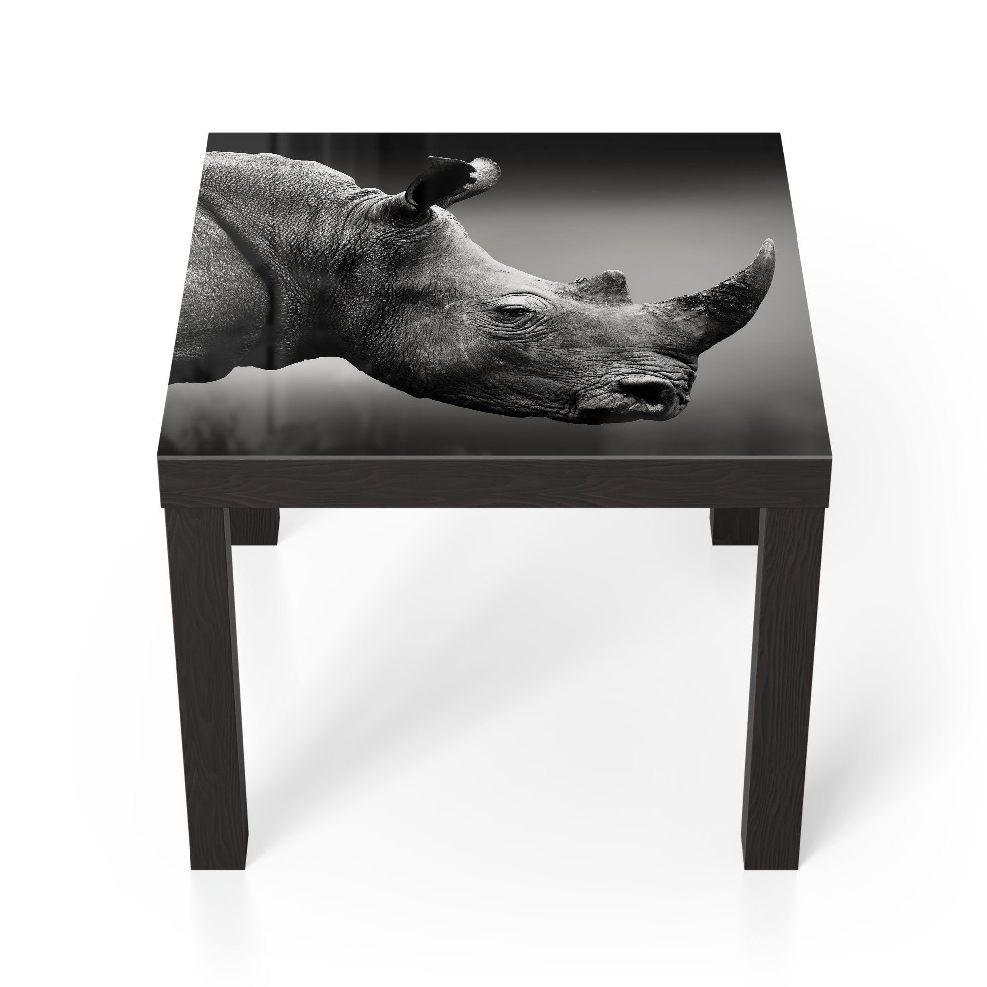 DEQORI Couchtisch 'Nashorn im Profil', Glas Beistelltisch Glastisch modern Schwarz