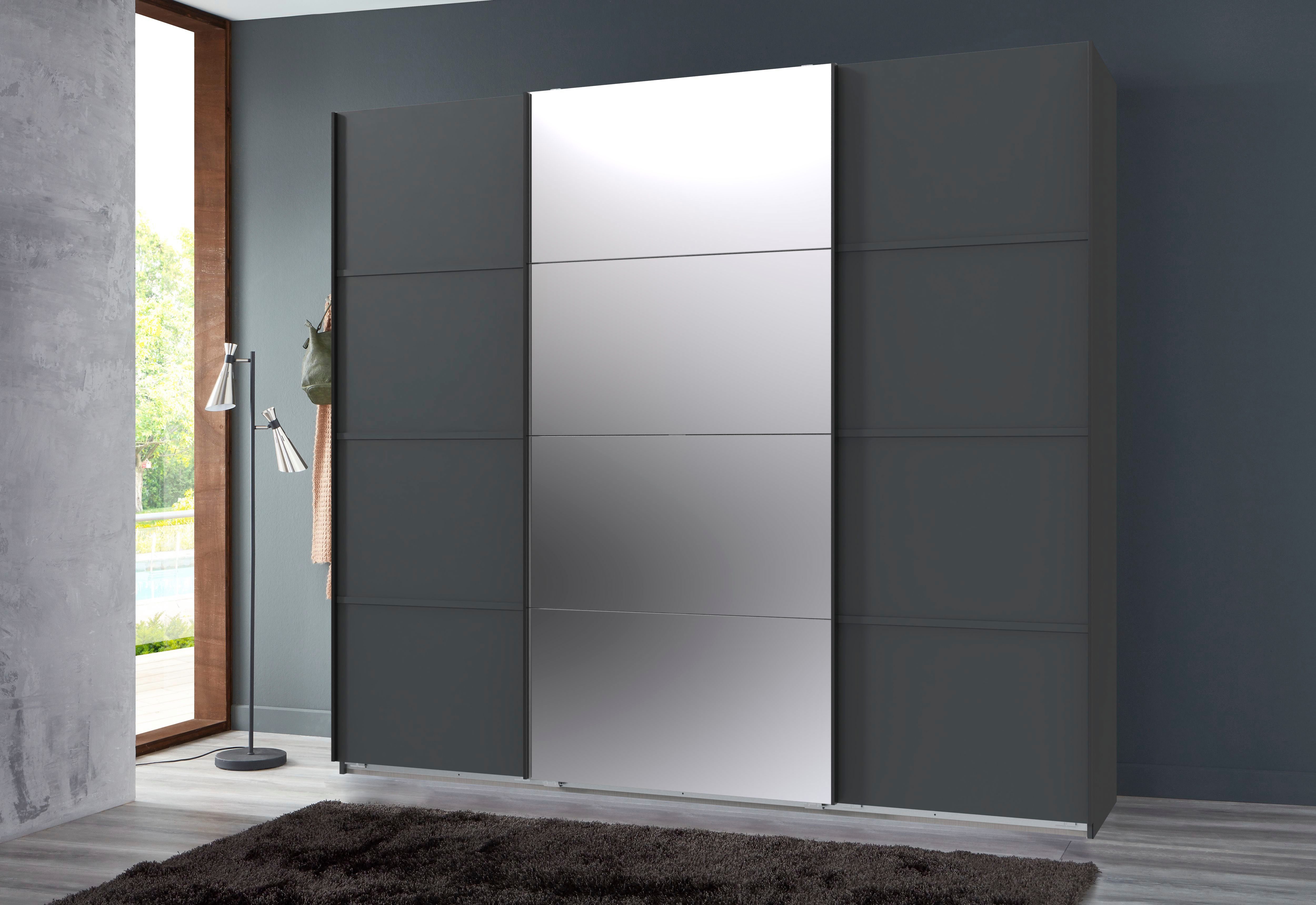 Wimex Schwebetürenschrank Jork Kleiderschrank mit Spiegel, schwarze Metallg günstig online kaufen