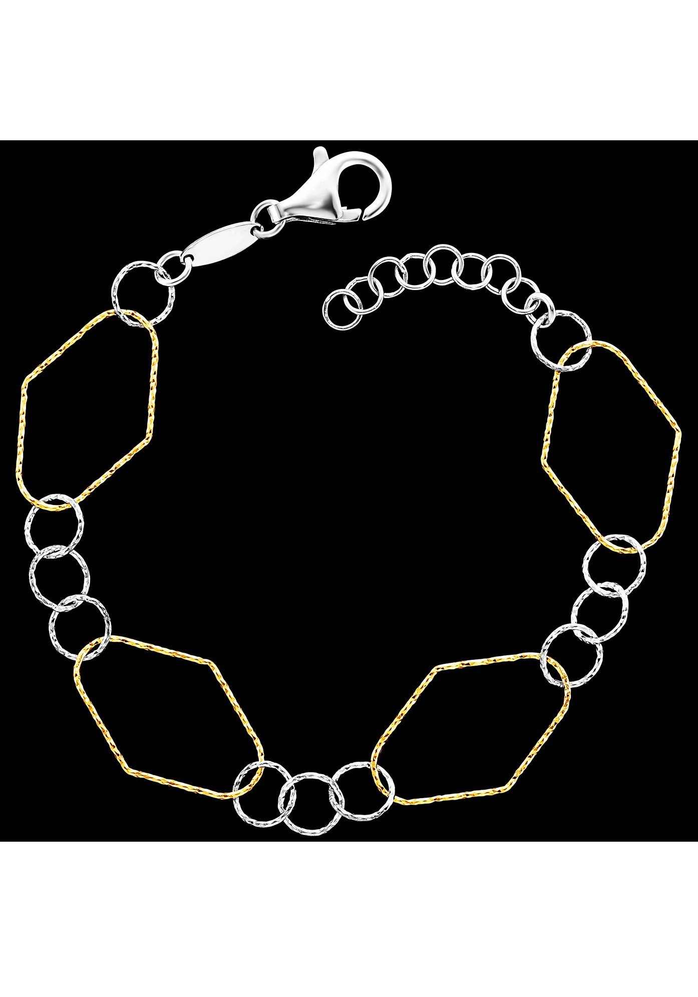 Der Kettenmacher Silberarmband ARMBAND FANTASY URAN, URAN-19BCG, URAN-19S silberfarben-gelbgoldfarben