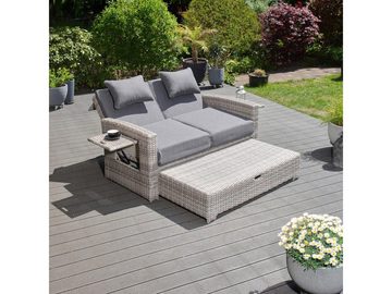 Green Spirit Gartenlounge-Set Multifunktionssofa Sunny, Grau, (Set, 1-tlg), Gartensofa mit Fußablage oder als Outdoorbett verwendbar