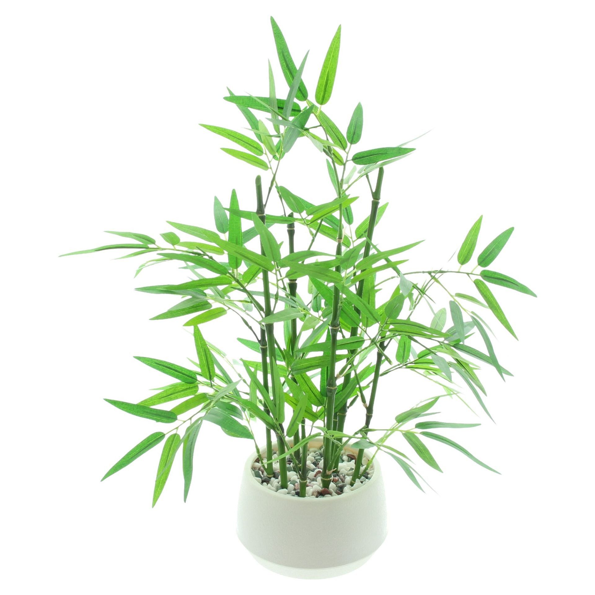 Kunstpflanze Bambus weiß Topf Kunstpflanze Kunstblume Fenster Deko 46 cm, Home-trends24.de, Höhe 46 cm